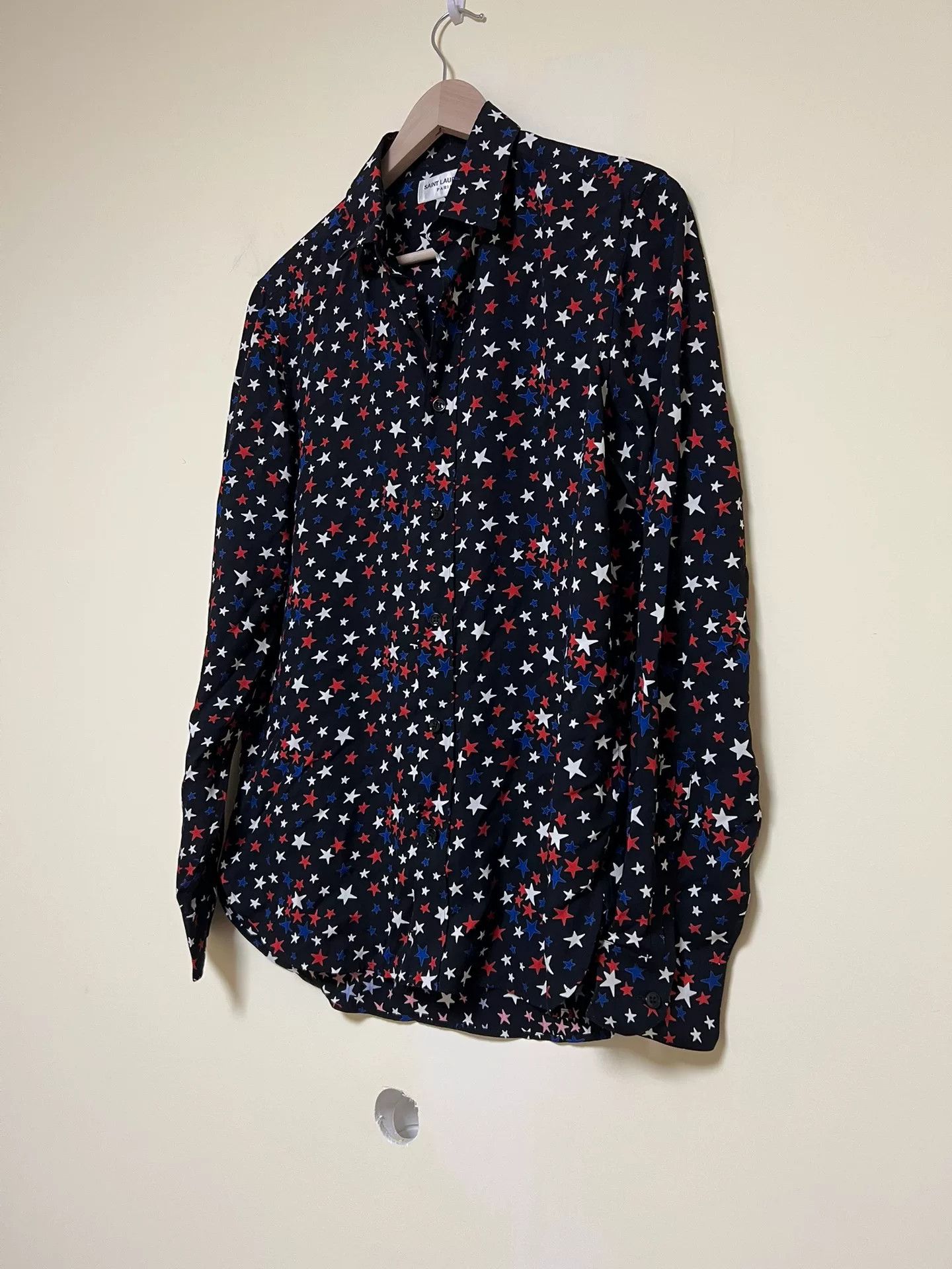 Saint Laurent Paris Saint Laurent Star Print Silk Shirt Size S / US 4 / IT 40 - 8 Thumbnail