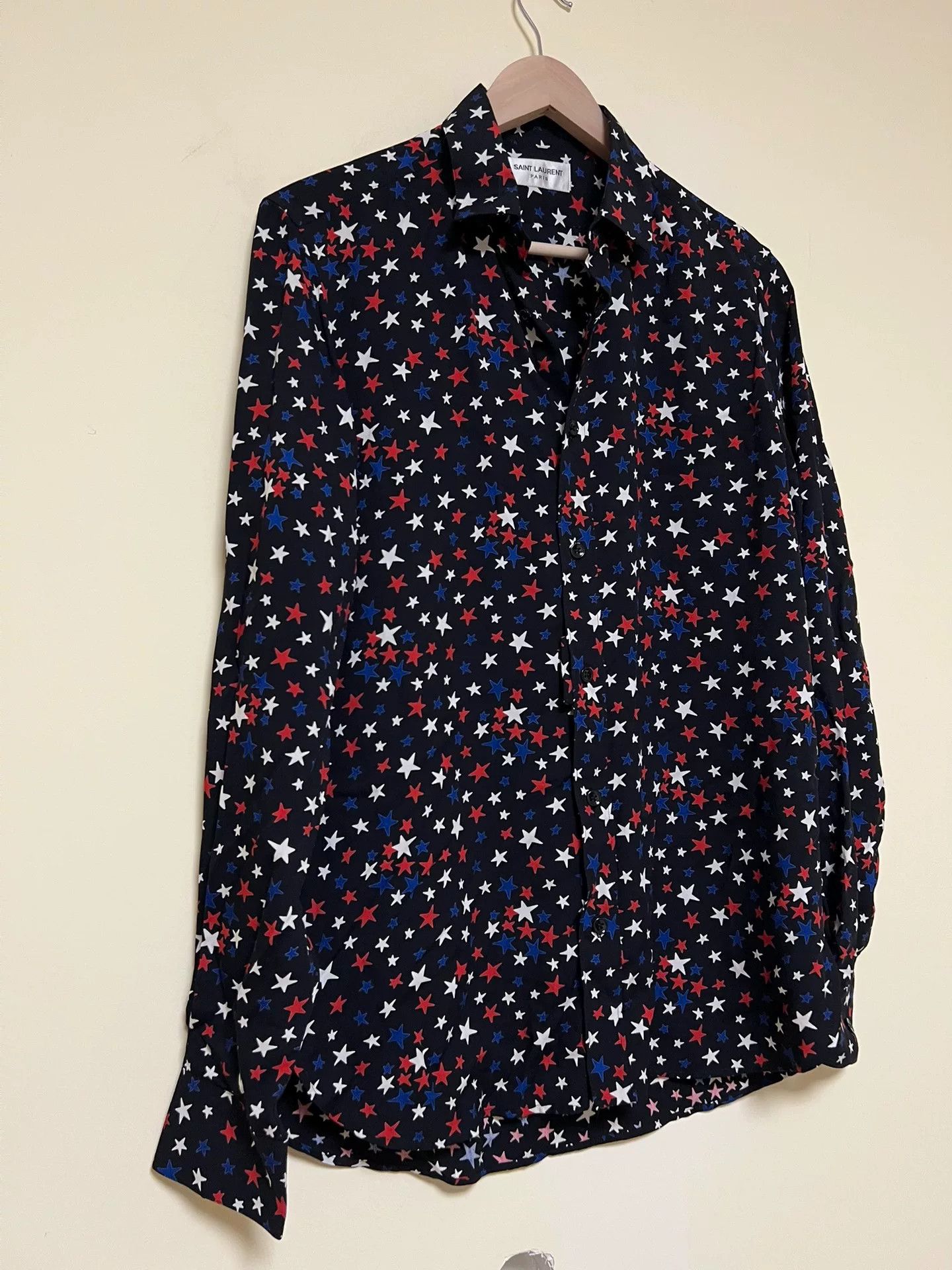 Saint Laurent Paris Saint Laurent Star Print Silk Shirt Size S / US 4 / IT 40 - 2 Thumbnail