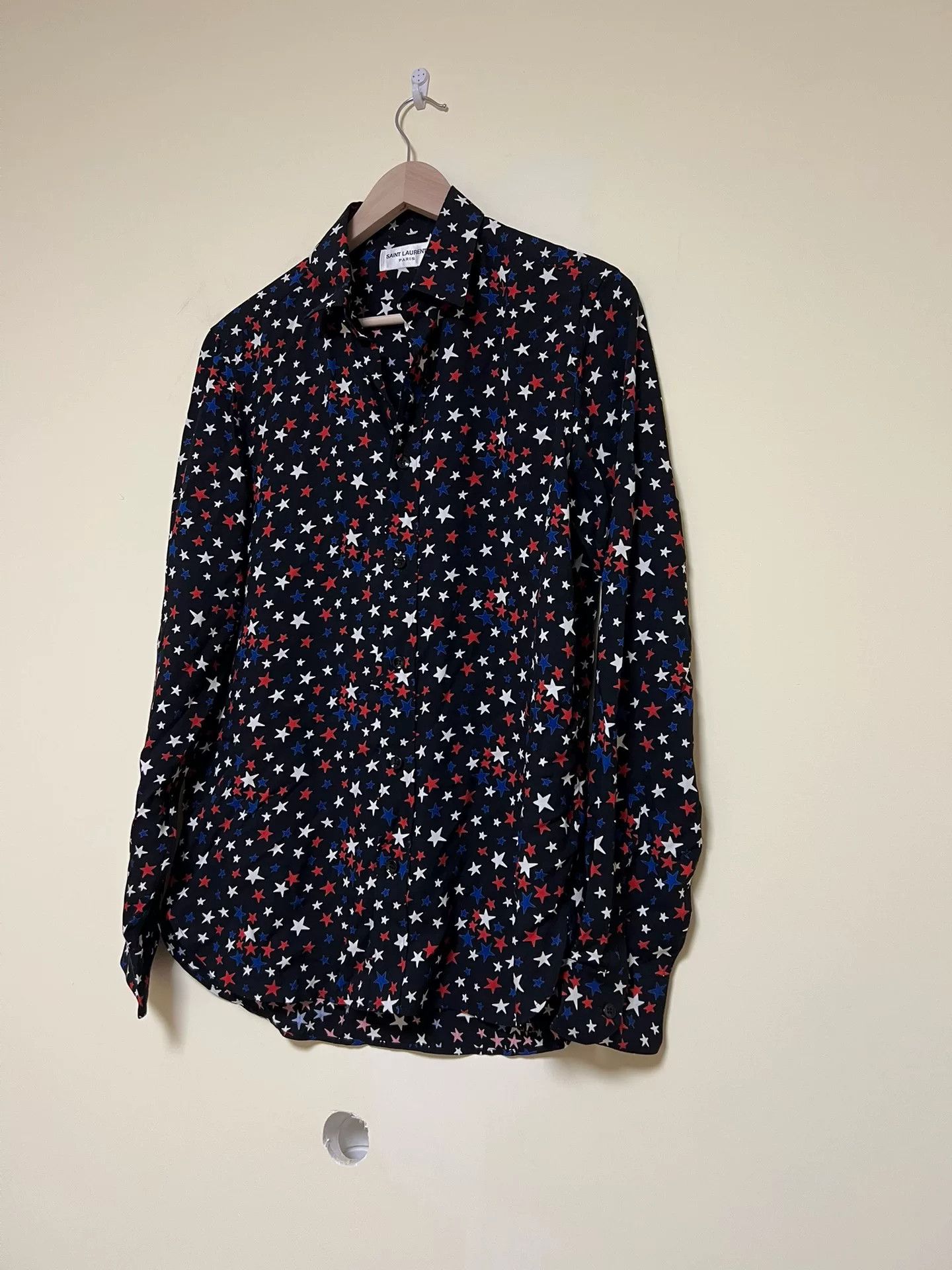 Saint Laurent Paris Saint Laurent Star Print Silk Shirt Size S / US 4 / IT 40 - 3 Thumbnail