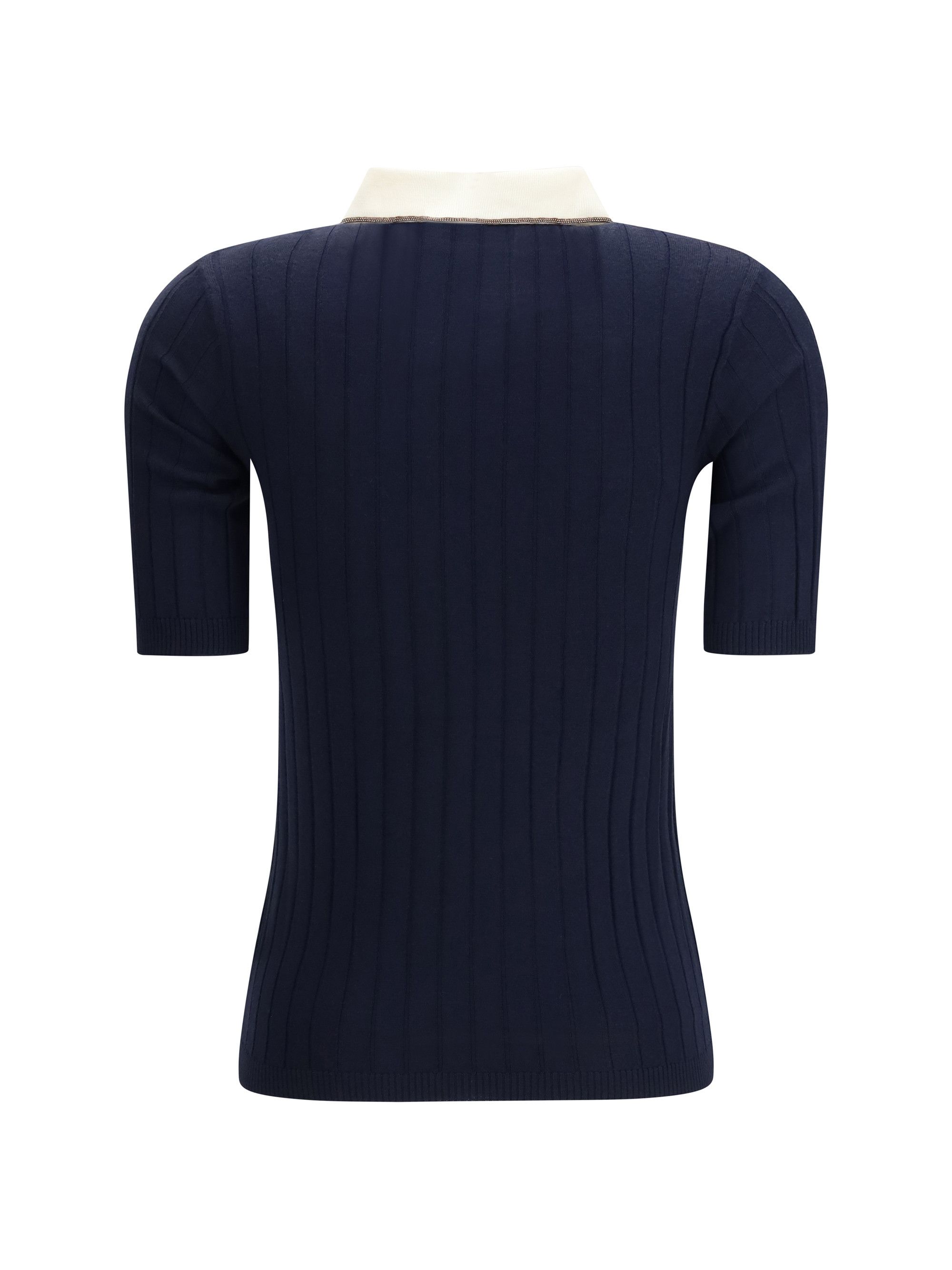 Brunello Cucinelli Short sleeve Polo in virgin wool and cashmere with accessory detail Size L / US 10 / IT 46 - 2 Thumbnail