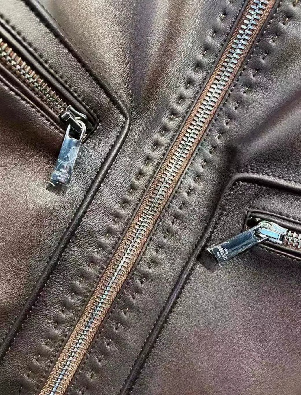 Berluti Berluti Dark Brown Classic Biker Leather Jacket Size US L / EU 52-54 / 3 - 4 Thumbnail