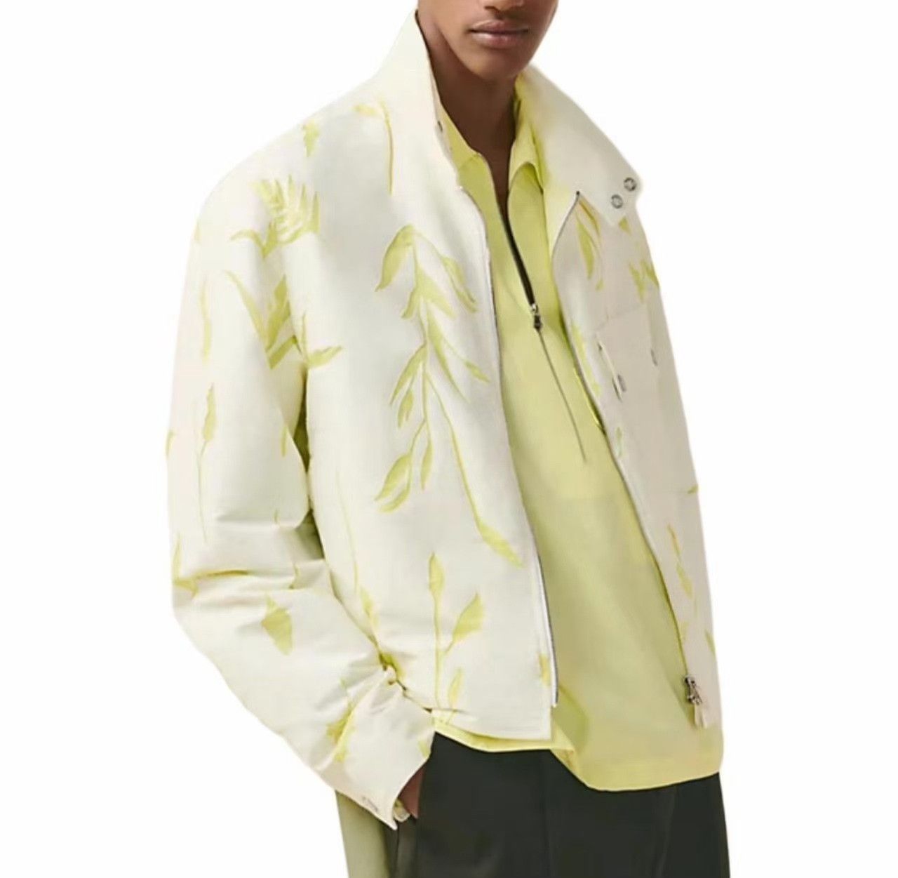 Hermes Hermes Men's White Green Plant Print Jacket Size US L / EU 52-54 / 3 - 7 Thumbnail