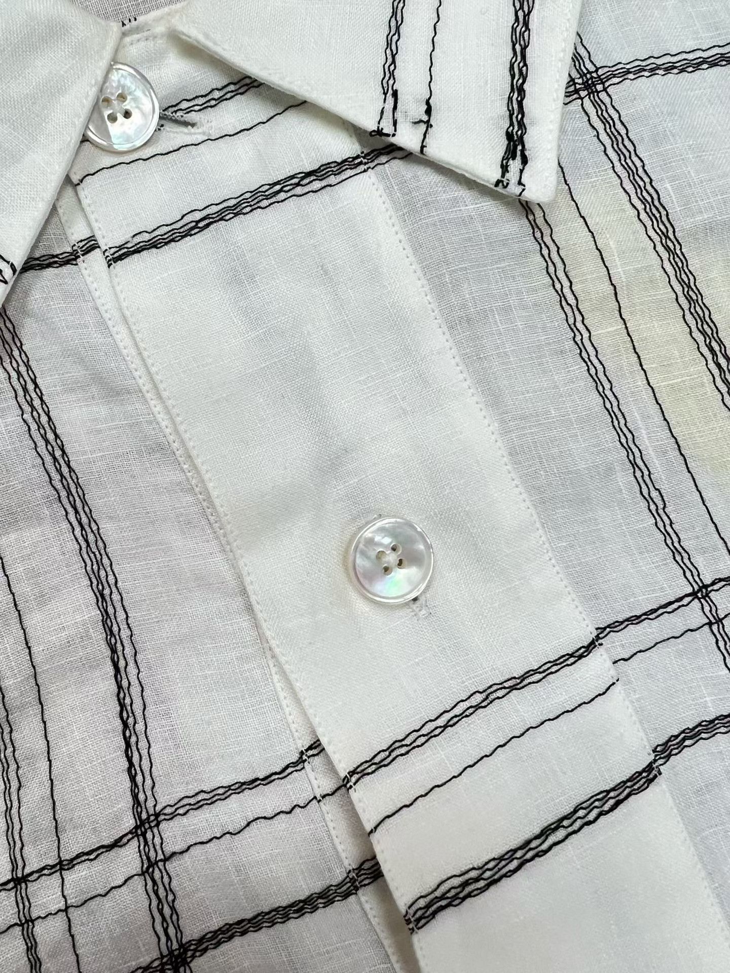 Hermes Hermes Linen Check Long-Sleeve Shirt Size US XXS / EU 40 - 4 Thumbnail