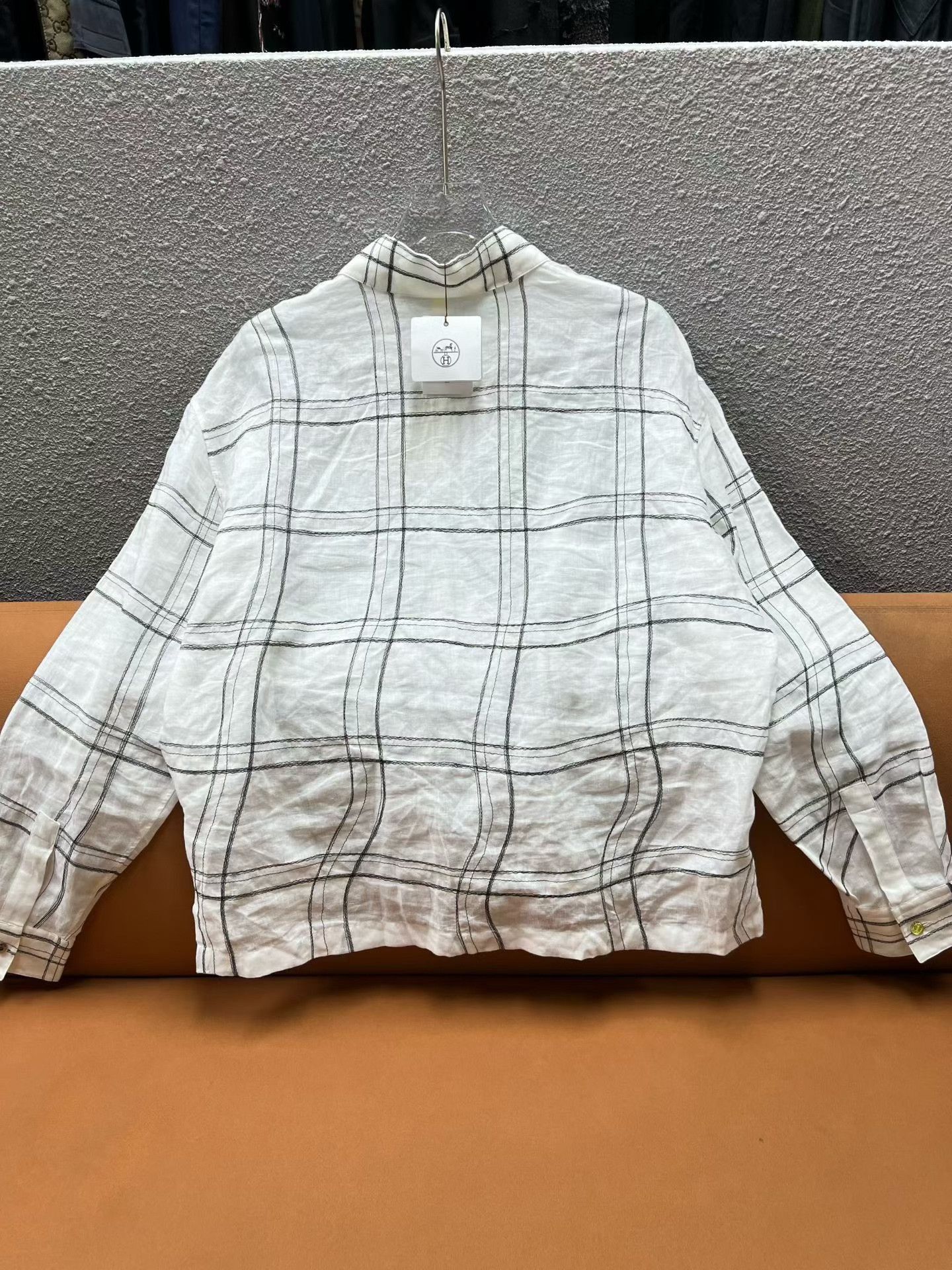 Hermes Hermes Linen Check Long-Sleeve Shirt Size US XXS / EU 40 - 2 Thumbnail