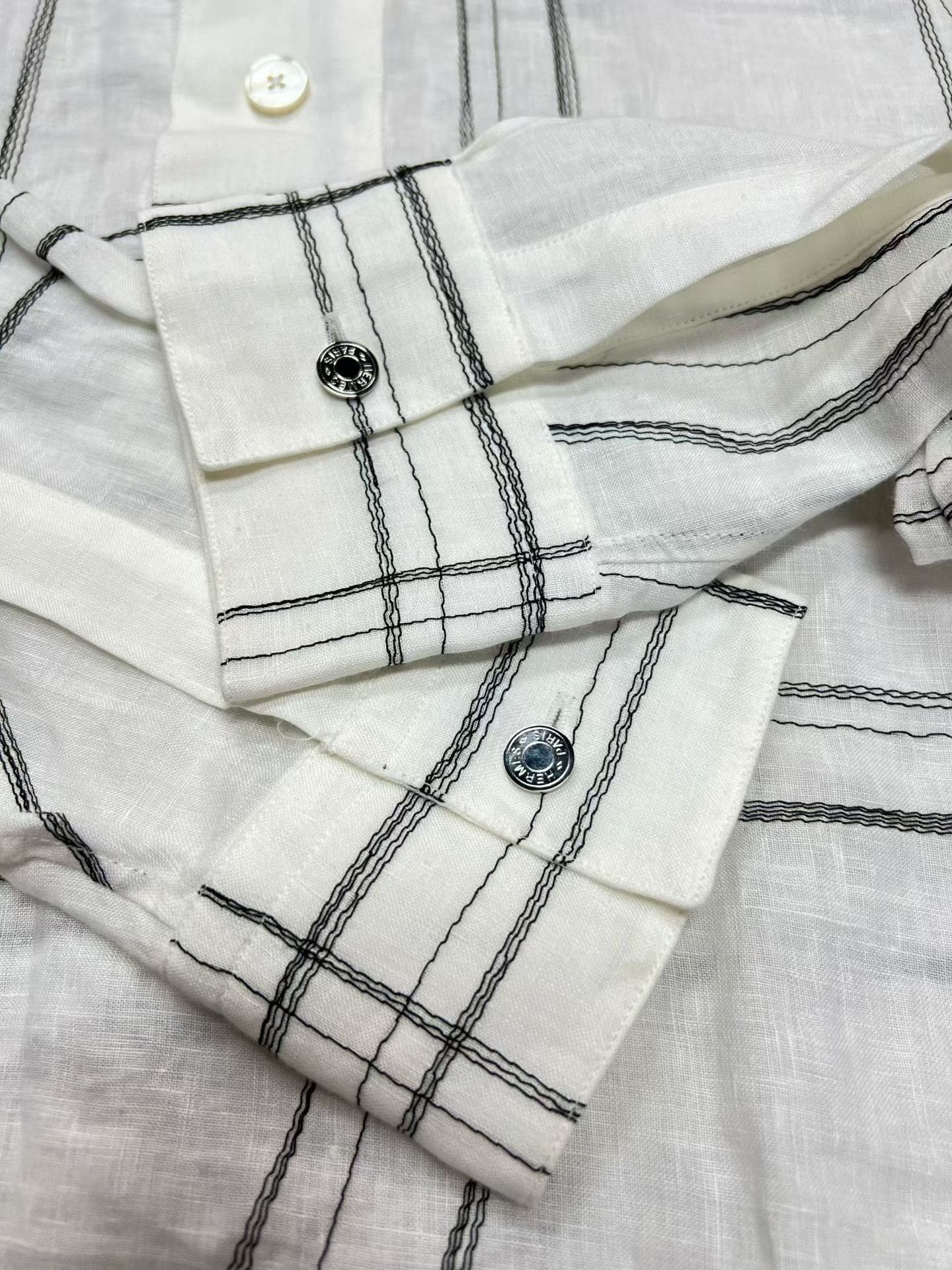 Hermes Hermes Linen Check Long-Sleeve Shirt Size US XXS / EU 40 - 5 Thumbnail
