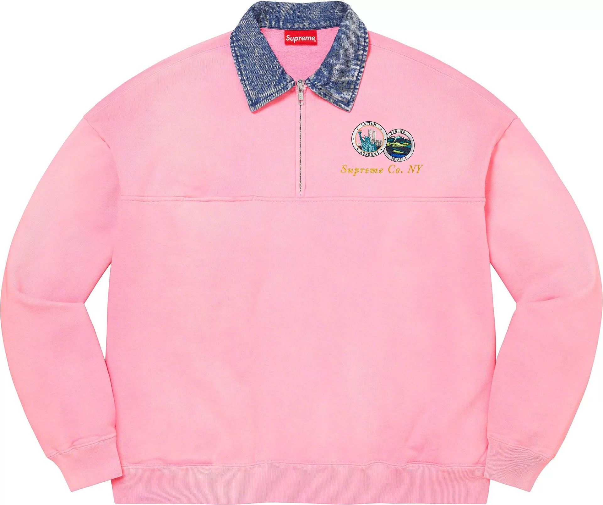 Supreme SUPREME 23ss DENIM COLLAR HALF ZIP SWEATSHIRT Size S / US 4 / IT 40 - 2 Thumbnail