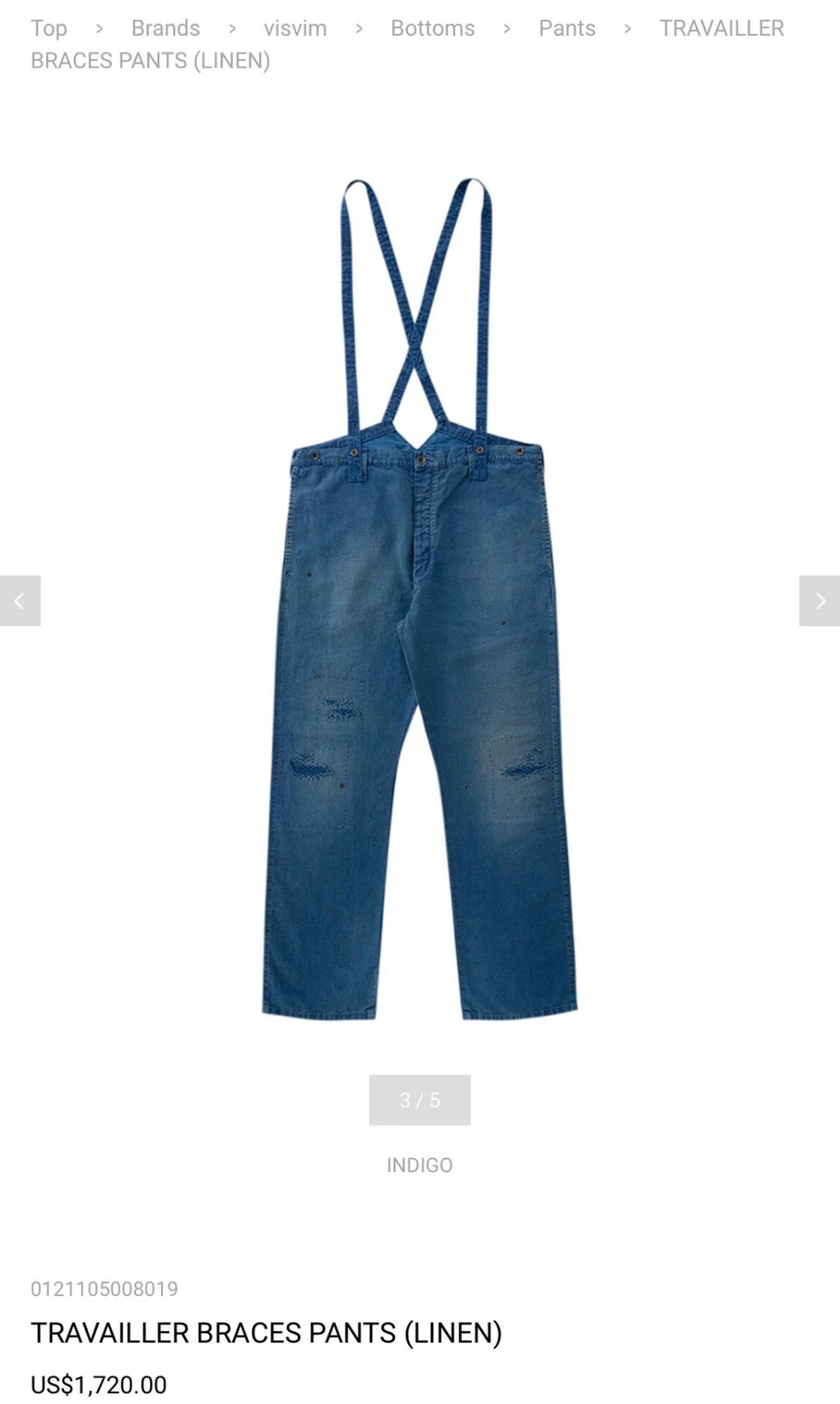 Visvim Travailer Braces Pants Linen