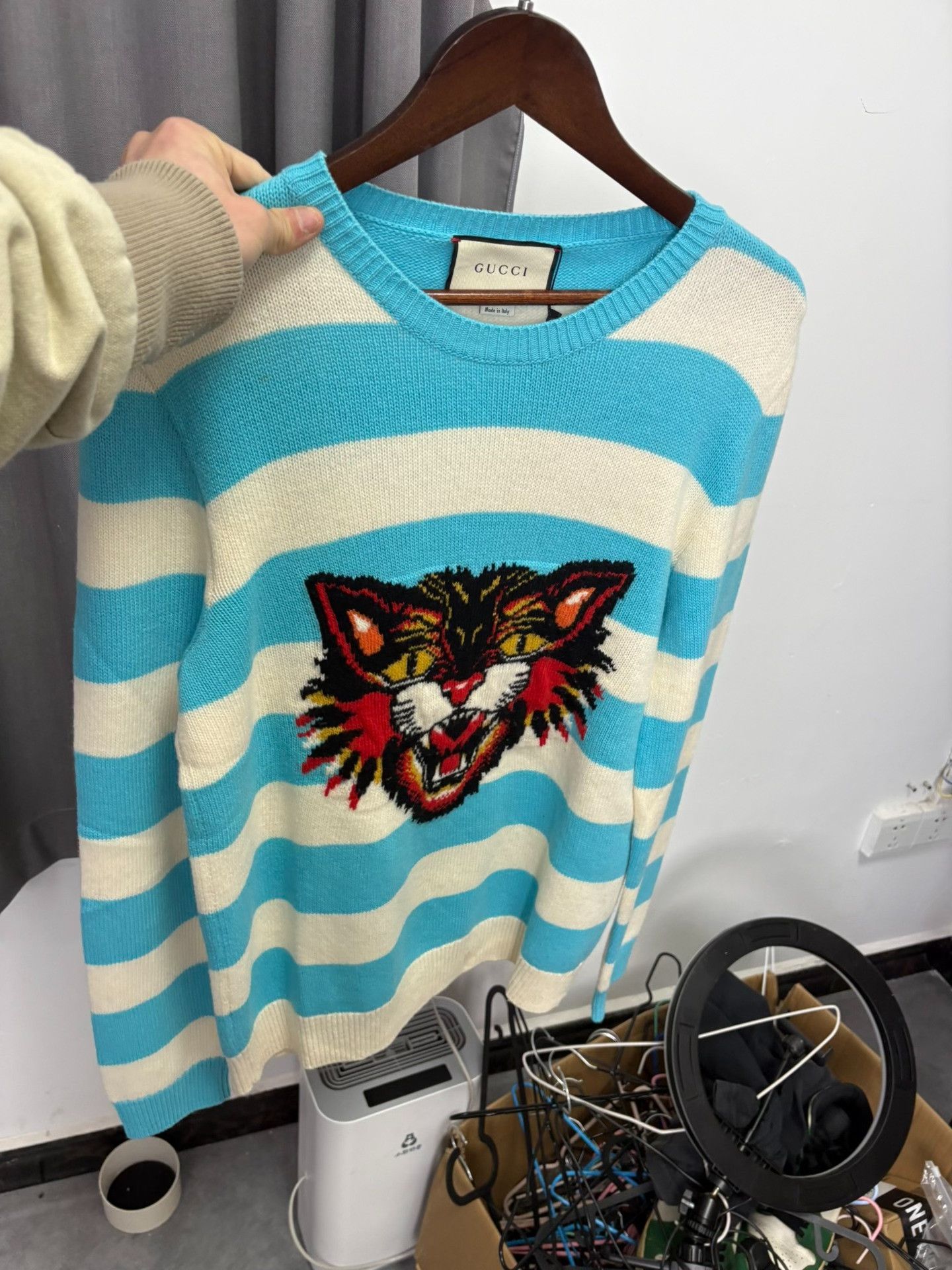 Gucci Gucci Tiger Striped Blue Sweater XL Men Size US XL / EU 56 / 4 - 7 Thumbnail