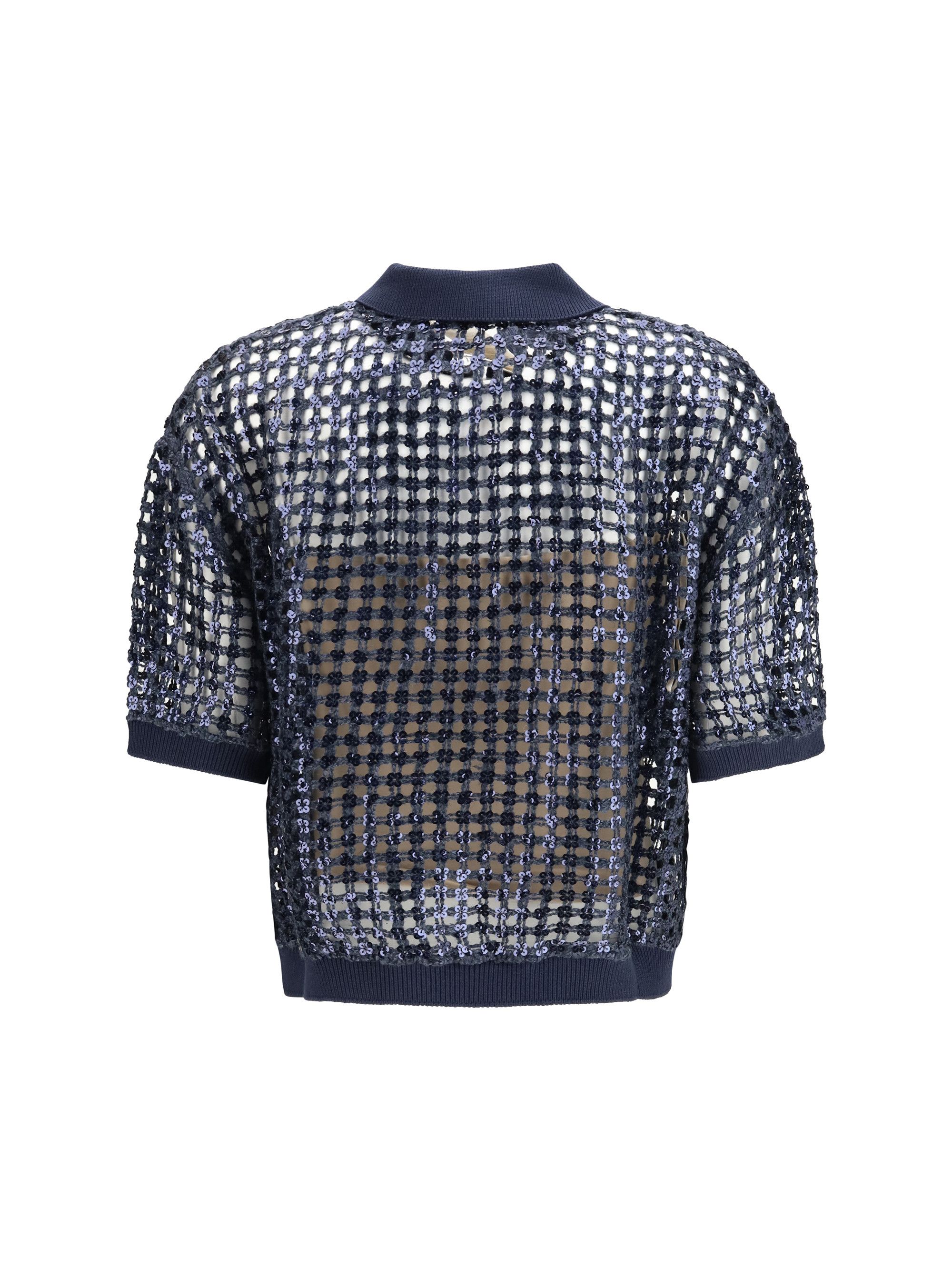 Brunello Cucinelli Openwork sequin Polo Shirt Size L / US 10 / IT 46 - 2 Thumbnail