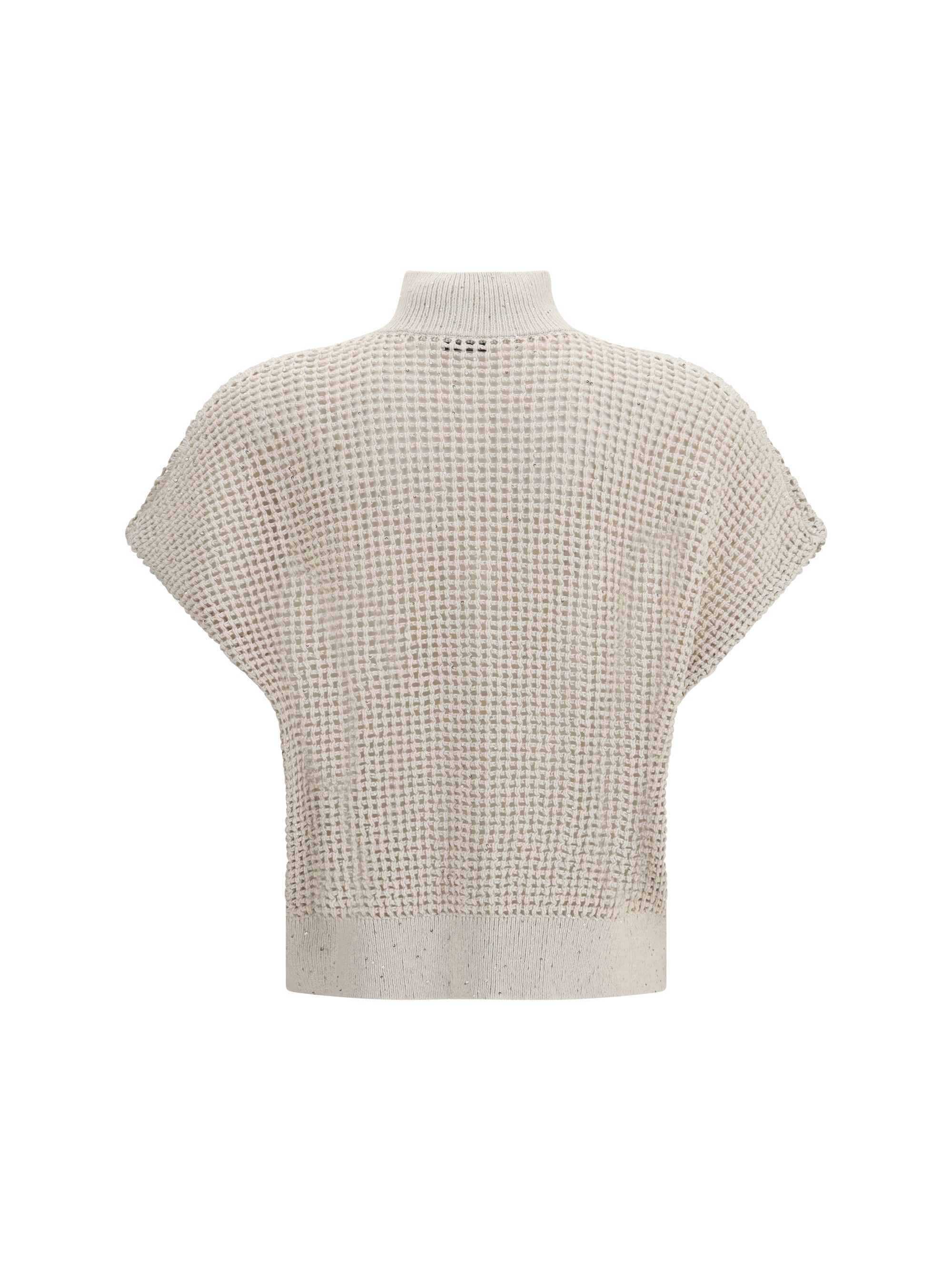 Brunello Cucinelli Cotton mesh Cardigan with Dazzling Details Size L / US 10 / IT 46 - 2 Thumbnail