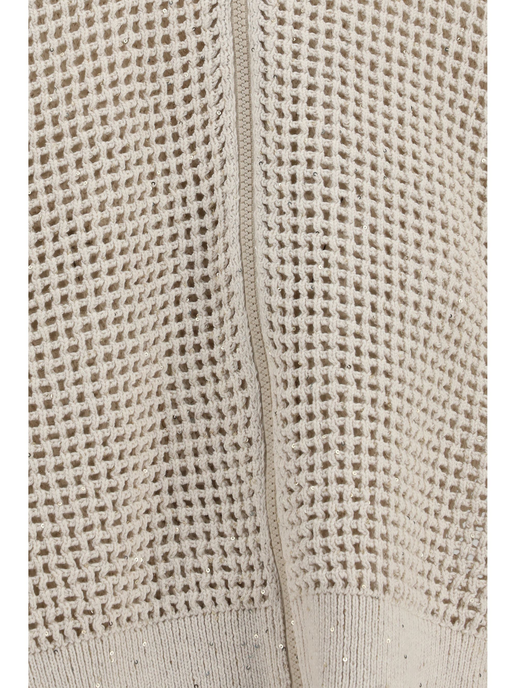 Brunello Cucinelli Cotton mesh Cardigan with Dazzling Details Size L / US 10 / IT 46 - 3 Thumbnail