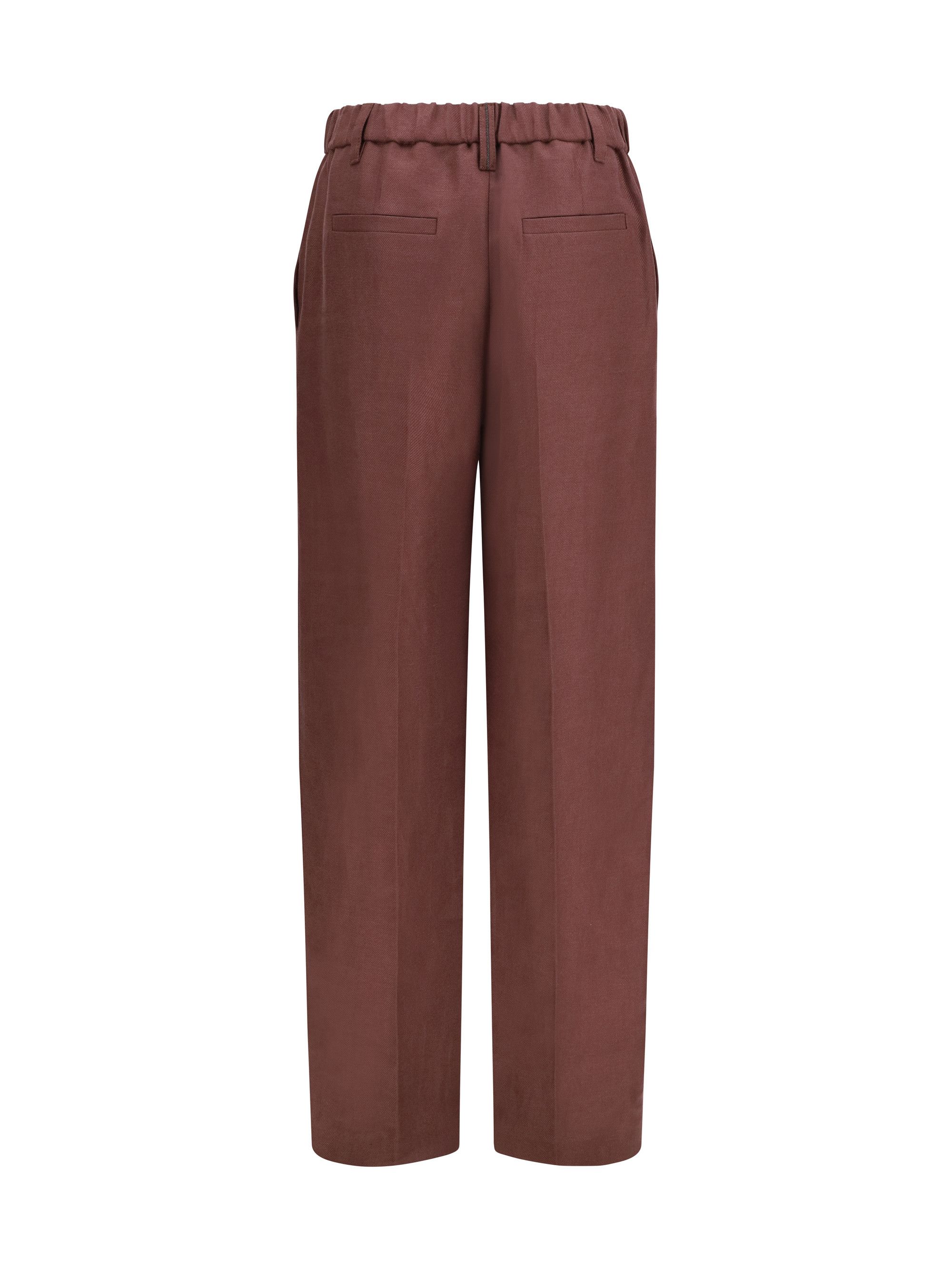 Brunello Cucinelli Wide-Leg Pants in linen with elastic waistband and belt loops Size 28" / US 6 / IT 42 - 2 Thumbnail