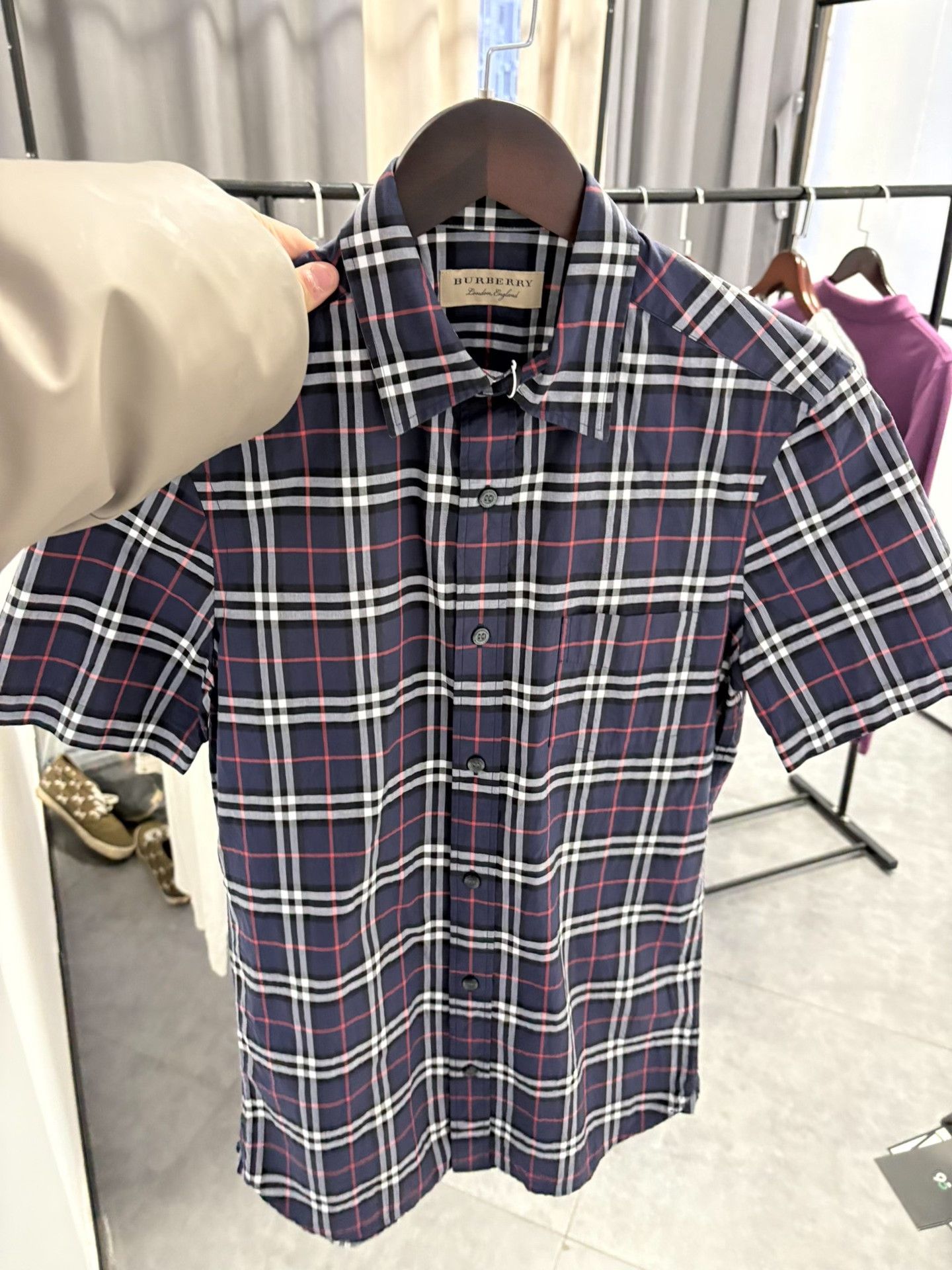 Burberry Burberry Plaid Blue Shirt XS Men Size US XS / EU 42 / 0 - 6 Thumbnail