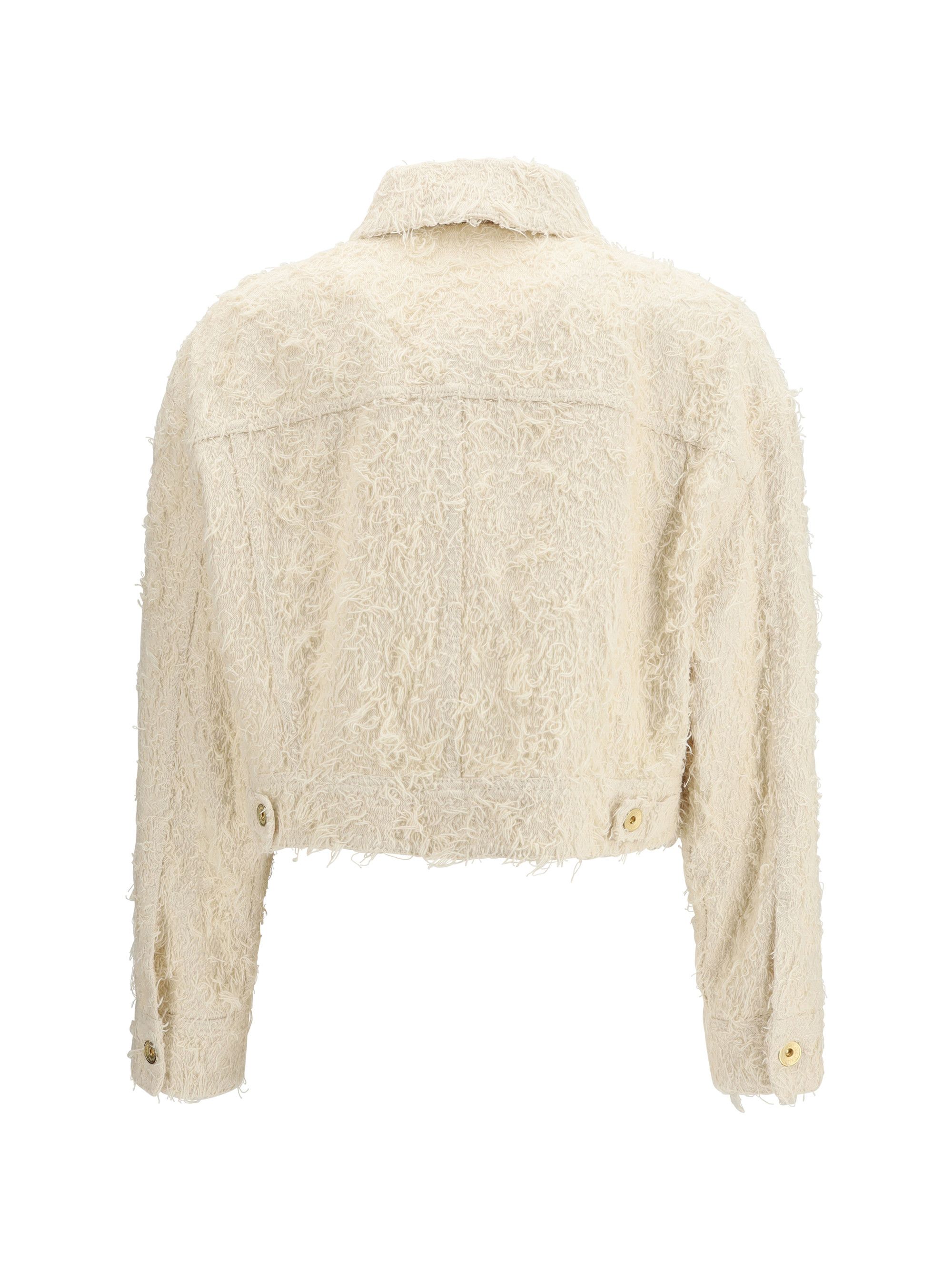 Brunello Cucinelli Fuzzy dyed denim outerwear Jacket with monili Size M / US 6-8 / IT 42-44 - 2 Thumbnail