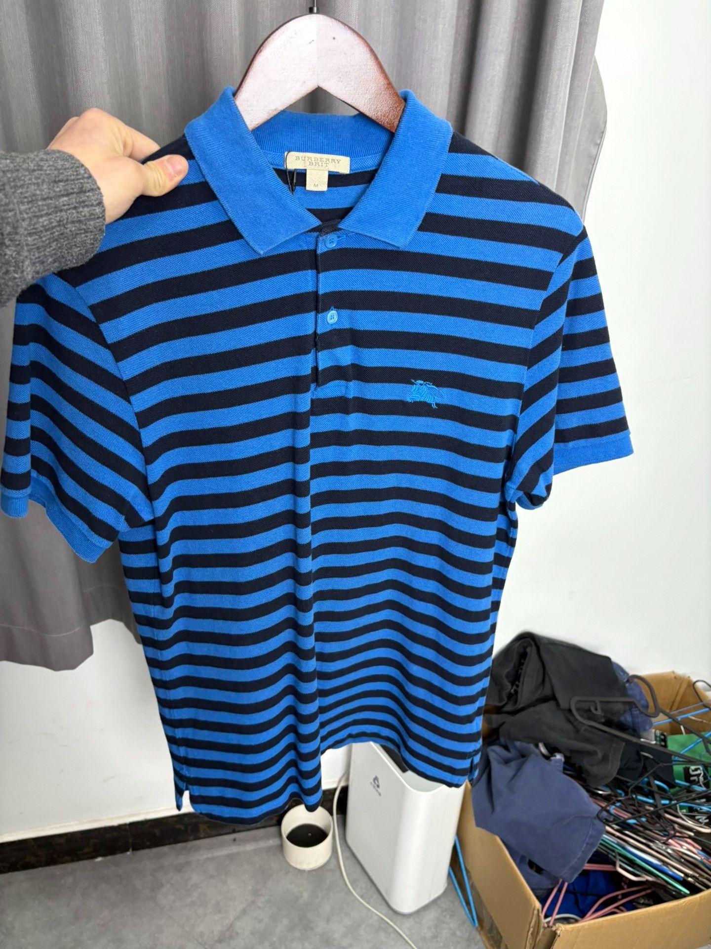 Burberry Burberry Striped Blue Polo M Men Size US M / EU 48-50 / 2 - 6 Thumbnail