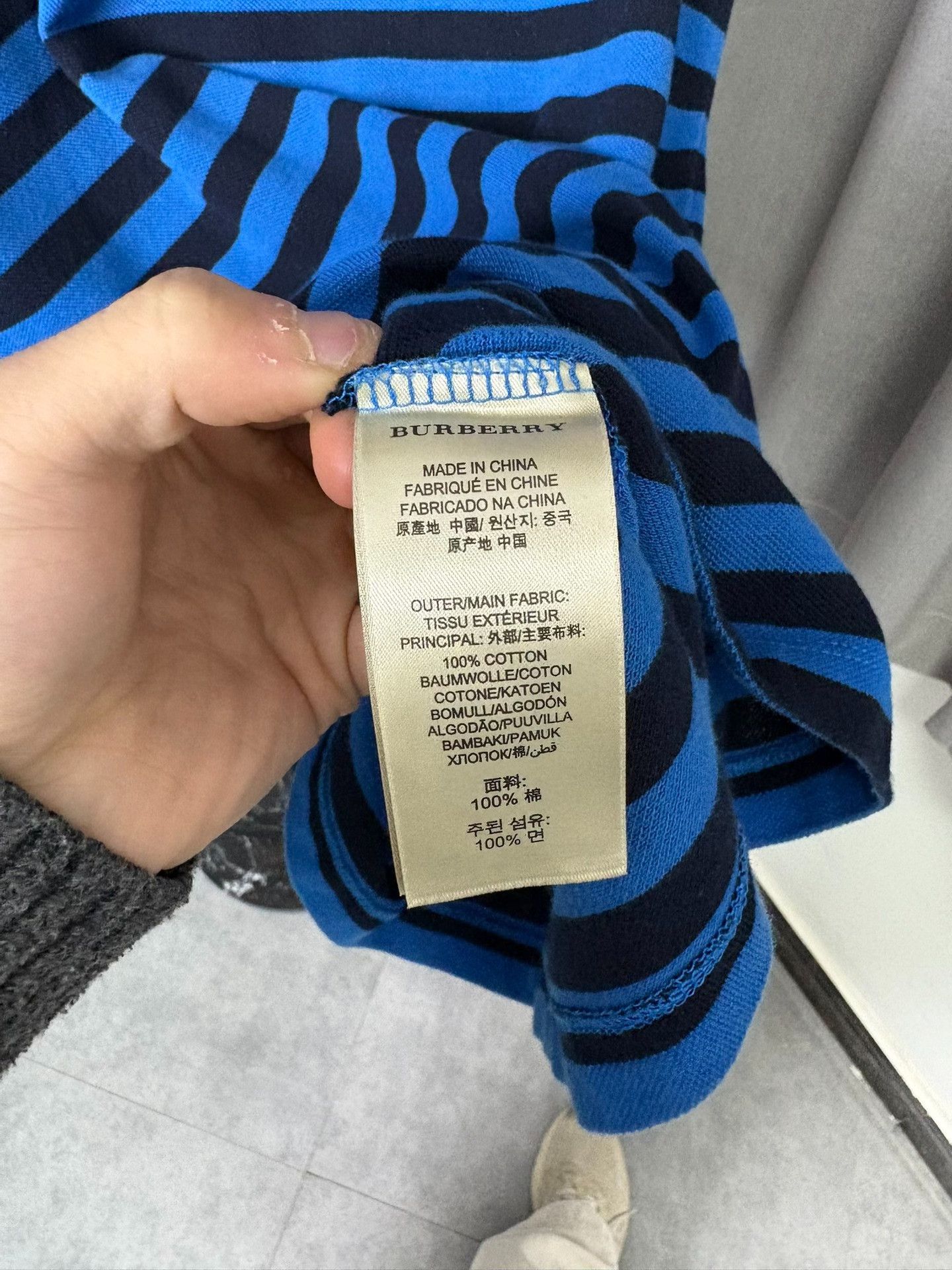 Burberry Burberry Striped Blue Polo M Men Size US M / EU 48-50 / 2 - 5 Thumbnail
