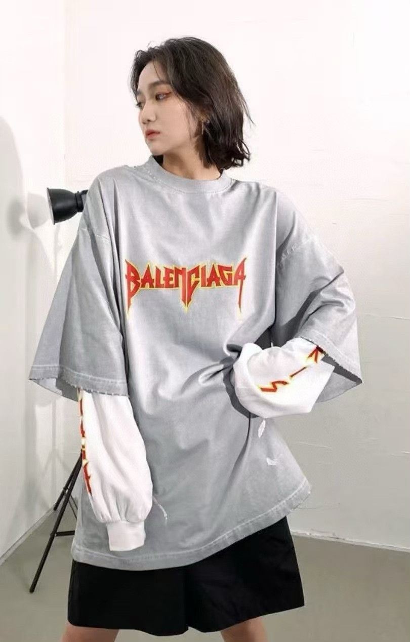 Balenciaga Balenciaga Metallica Lightning Logo Longsleeve T-shirt Size US L / EU 52-54 / 3 - 6 Thumbnail