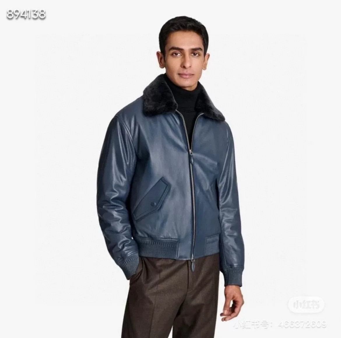 Berluti Berluti Men's Blue Pilot Leather Jacket Size US M / EU 48-50 / 2 - 7 Thumbnail