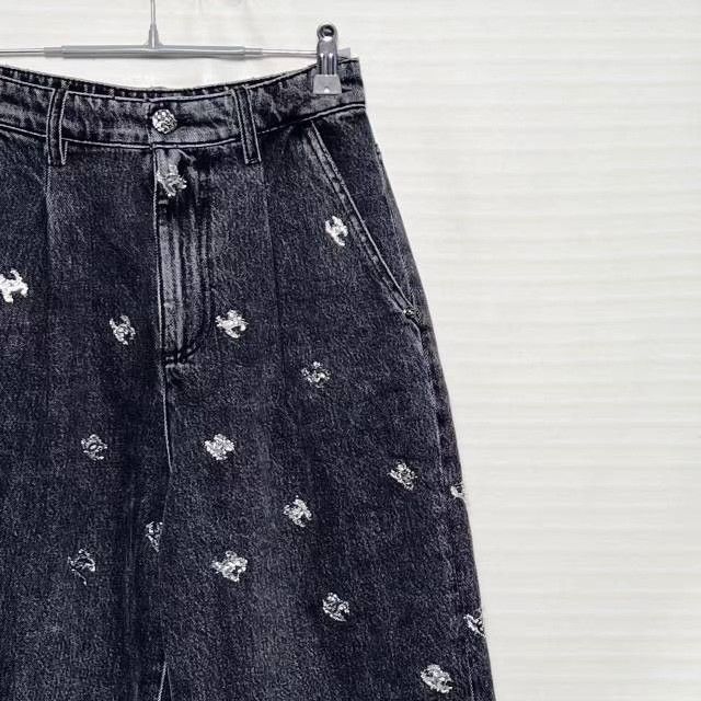 Chanel Chanel 21K Show Gray Silver CC Logo Jeans Size 34" / US 12 / IT 48 - 3 Thumbnail