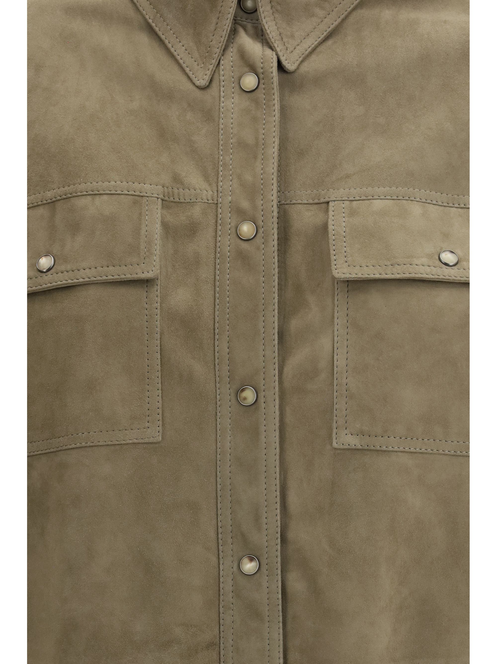 Brunello Cucinelli Leather Shirt with chest pockets Size M / US 6-8 / IT 42-44 - 3 Thumbnail