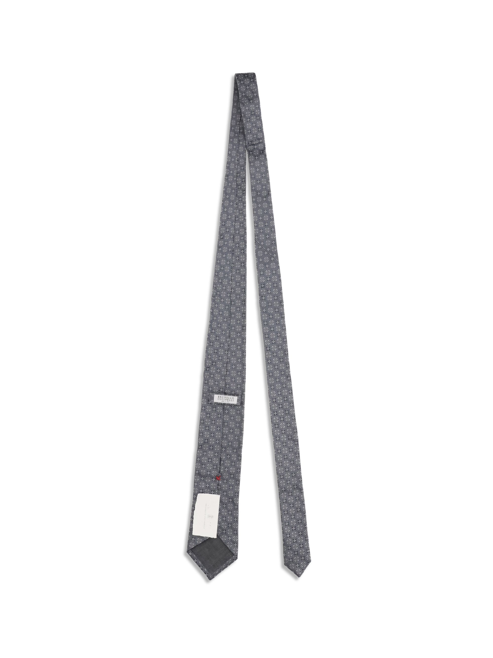 Brunello Cucinelli Geometric design silk Tie Size ONE SIZE - 2 Thumbnail