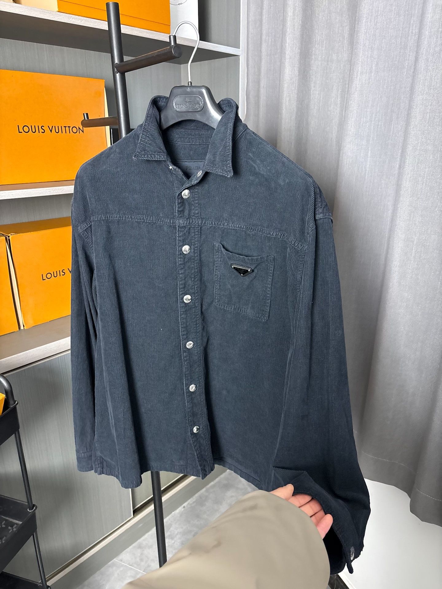 Prada Prada Corduroy Blue Shirt L Men Size US L / EU 52-54 / 3 - 6 Thumbnail