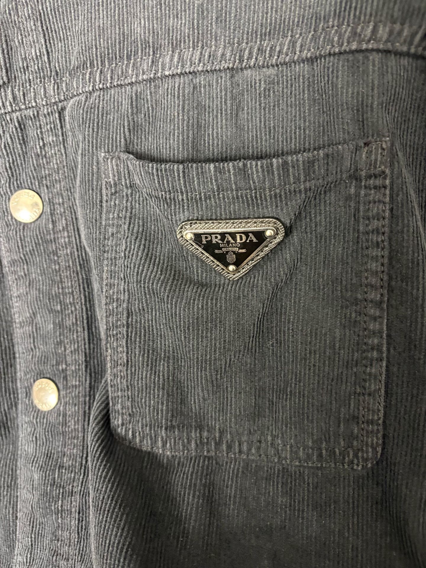 Prada Prada Corduroy Blue Shirt L Men Size US L / EU 52-54 / 3 - 3 Thumbnail