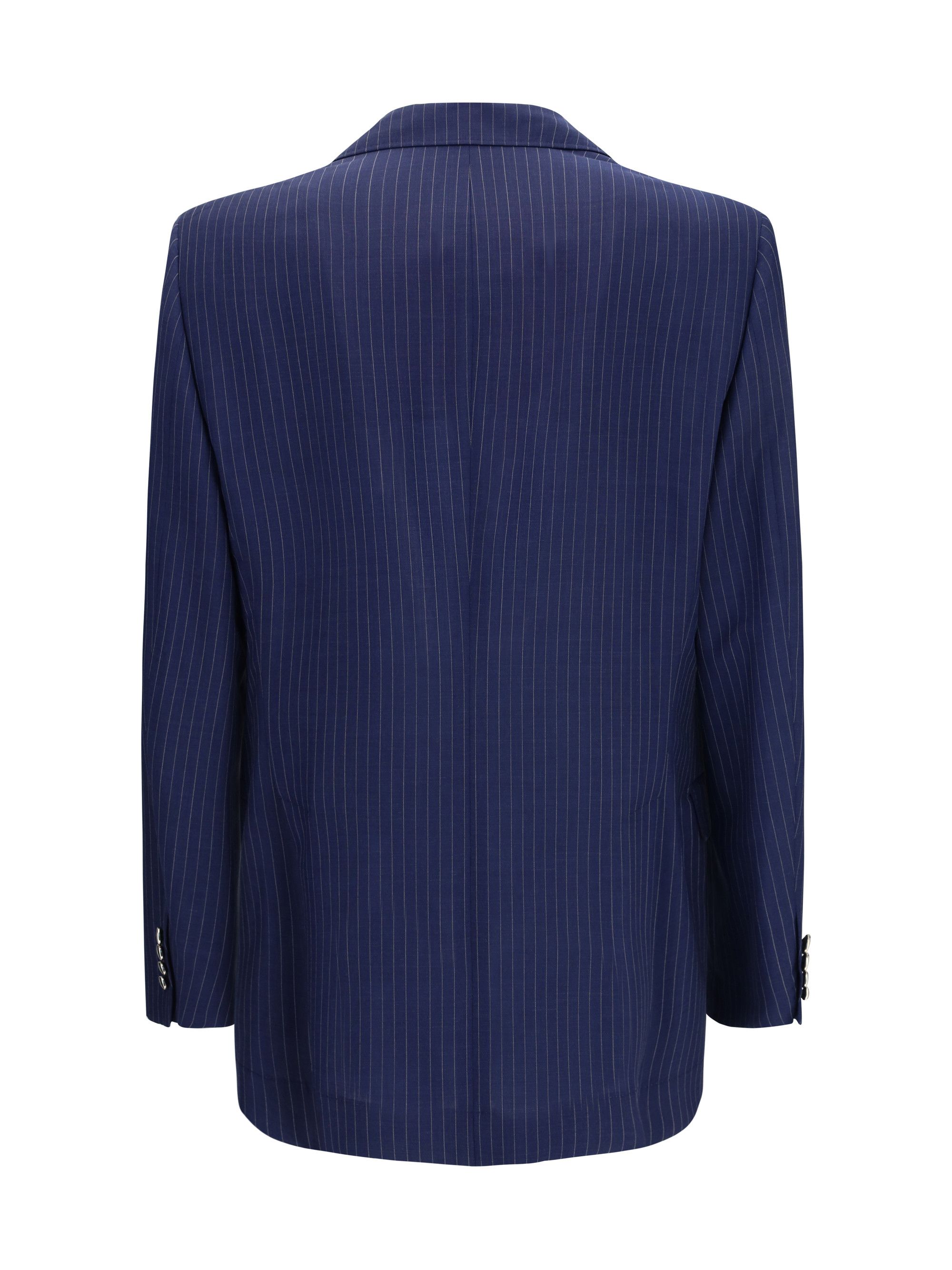 Brunello Cucinelli Half-breasted pinstriped batavia tailor Jacket Size US L / EU 52-54 / 3 - 2 Thumbnail