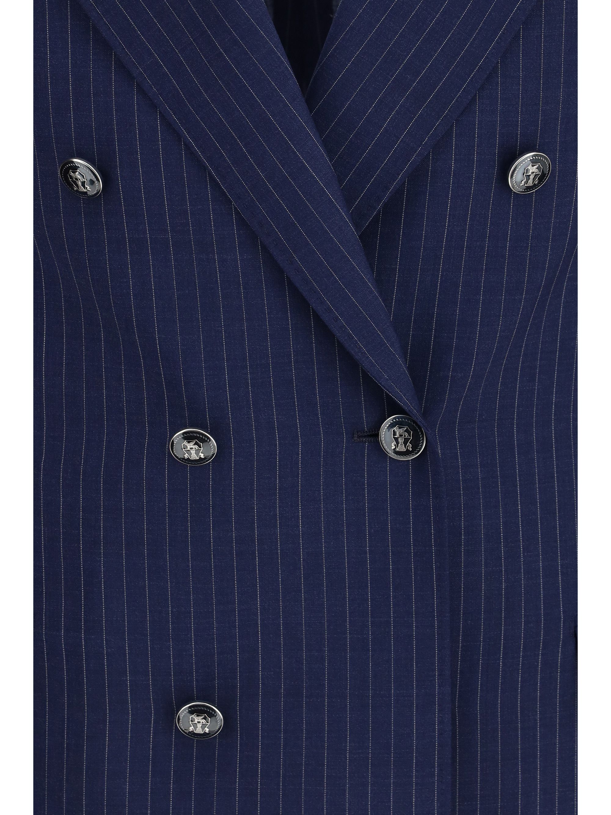 Brunello Cucinelli Half-breasted pinstriped batavia tailor Jacket Size US L / EU 52-54 / 3 - 3 Thumbnail