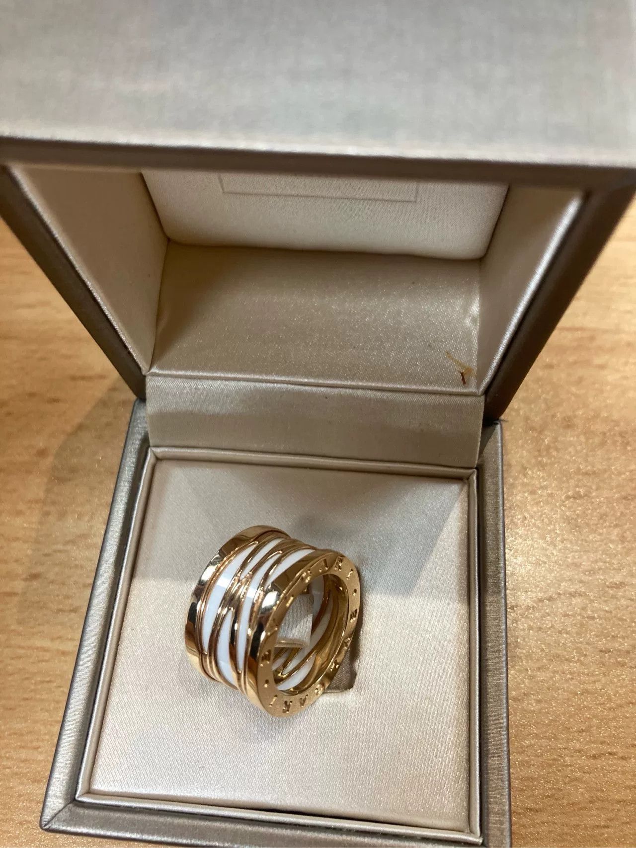 Bvlgari BVLGARI 18K Rose Gold White Ceramic Wide Ring Size ONE SIZE - 2 Thumbnail
