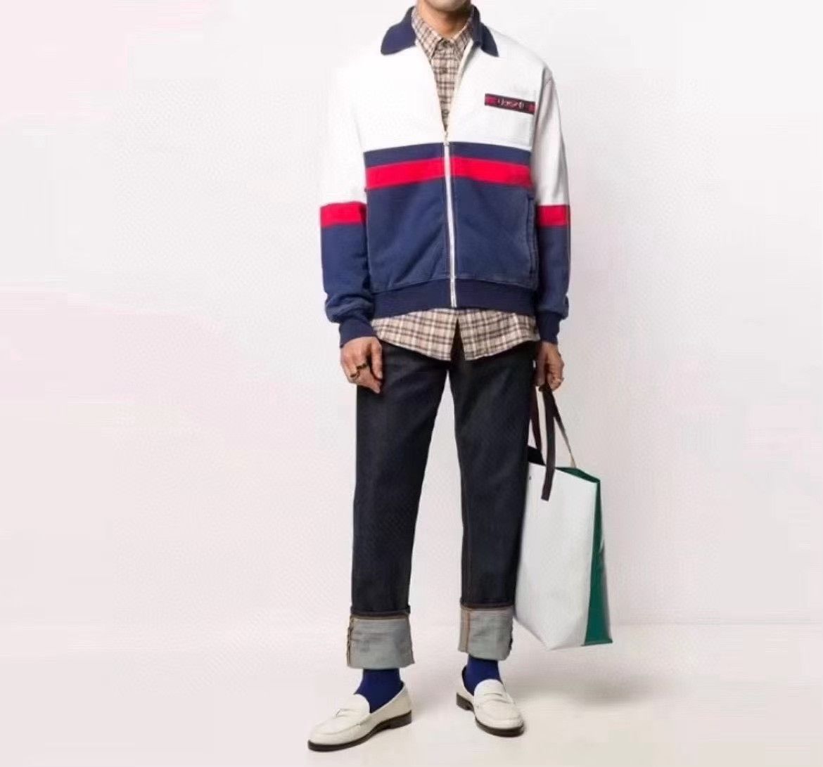 Gucci Gucci Red Blue Distressed Horsebit Jacket Size US L / EU 52-54 / 3 - 8 Thumbnail