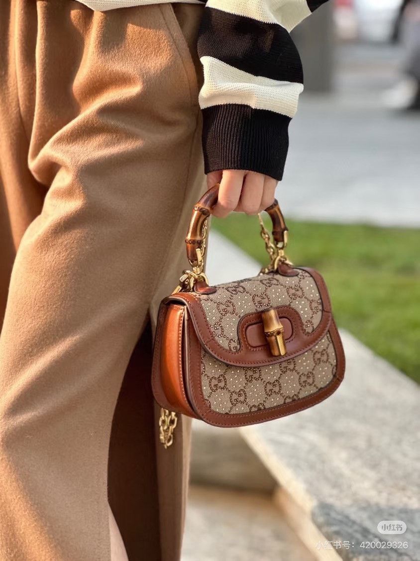 Gucci Gucci 1947 Monogram Rhinestone Bamboo Bag Size ONE SIZE - 6 Thumbnail