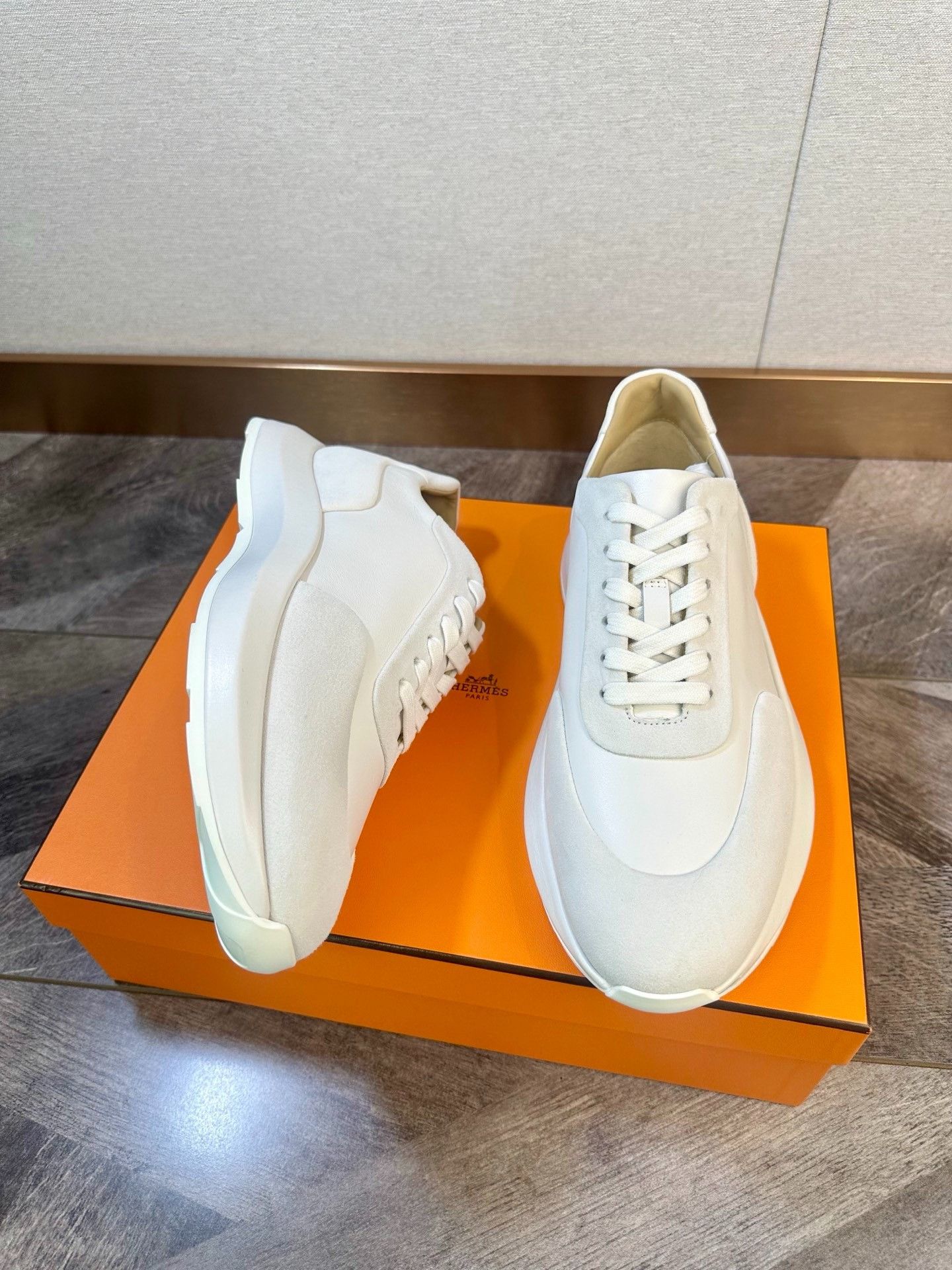 Hermes Hermes FairPlay White Leather Sneakers Size US 8 / EU 41 - 3 Thumbnail