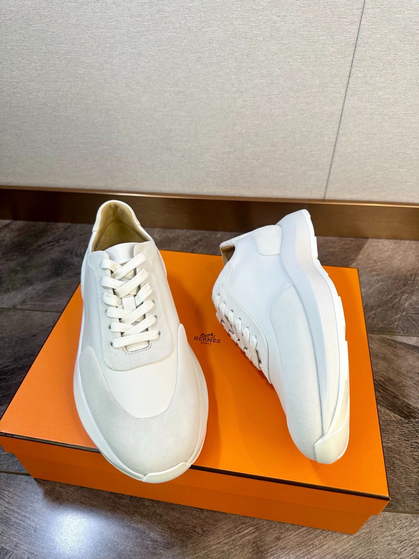 Hermes Hermes FairPlay White Leather Sneakers Size US 8 / EU 41 - 2 Thumbnail