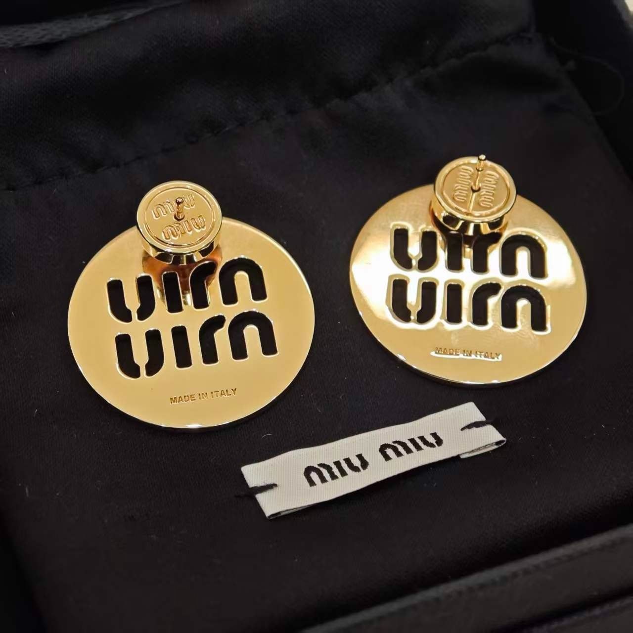 Miu Miu Miu Miu Circular Hollow Logo Earrings Size ONE SIZE - 4 Thumbnail