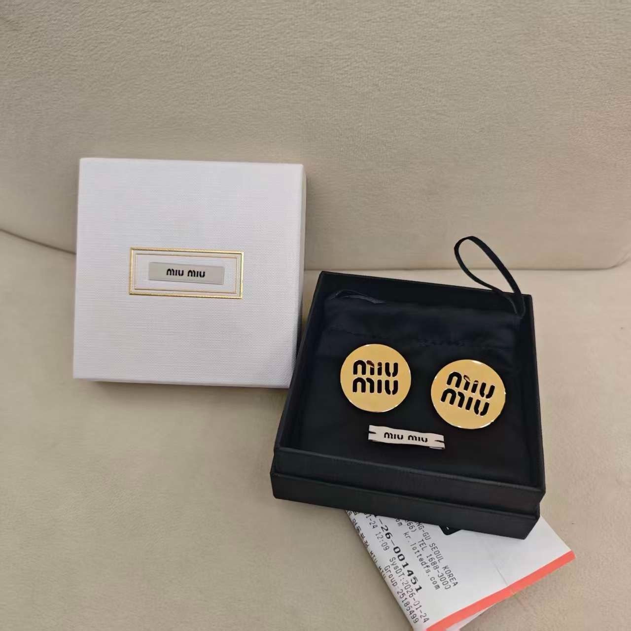 Miu Miu Miu Miu Circular Hollow Logo Earrings Size ONE SIZE - 2 Thumbnail