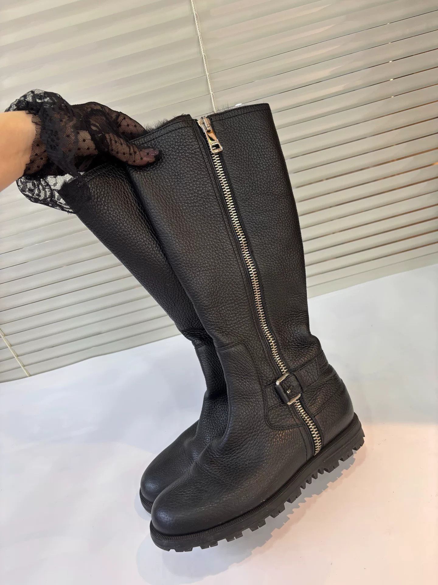 Gucci Gucci Black Leather Long Boots Size US 4.5 / IT 34.5 - 2 Thumbnail