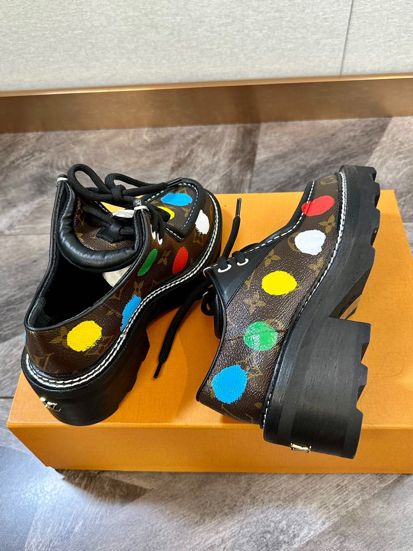 Louis Vuitton LV Kusama Polka Dot Platform Loafers Size US 5 / IT 35 - 4 Thumbnail