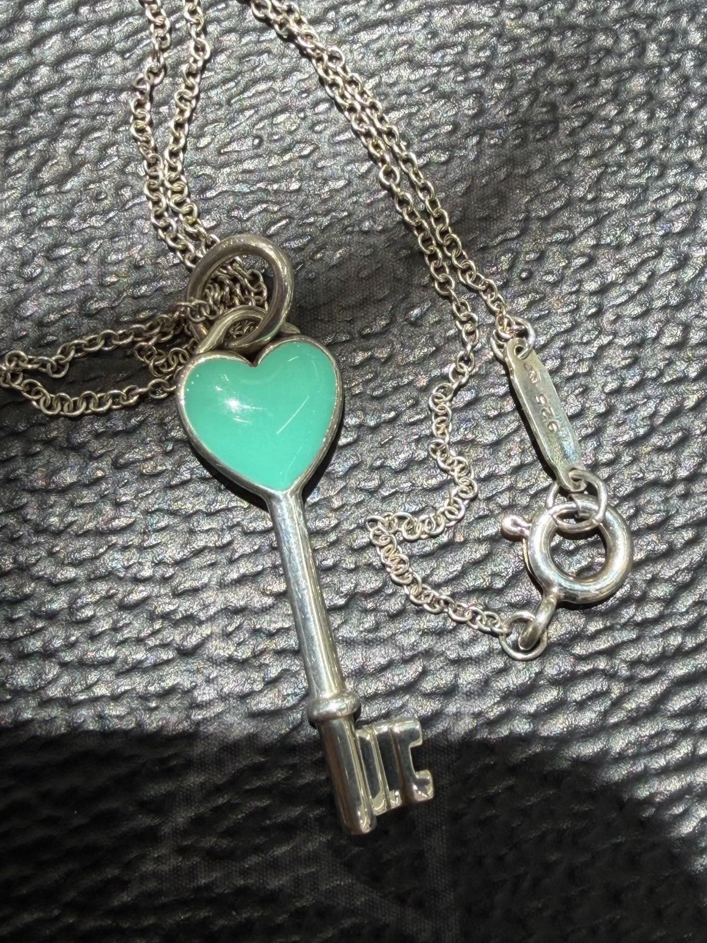 Tiffany & Co. Tiffany 925 Silver Blue Enamel Key Necklace Size ONE SIZE - 8 Thumbnail