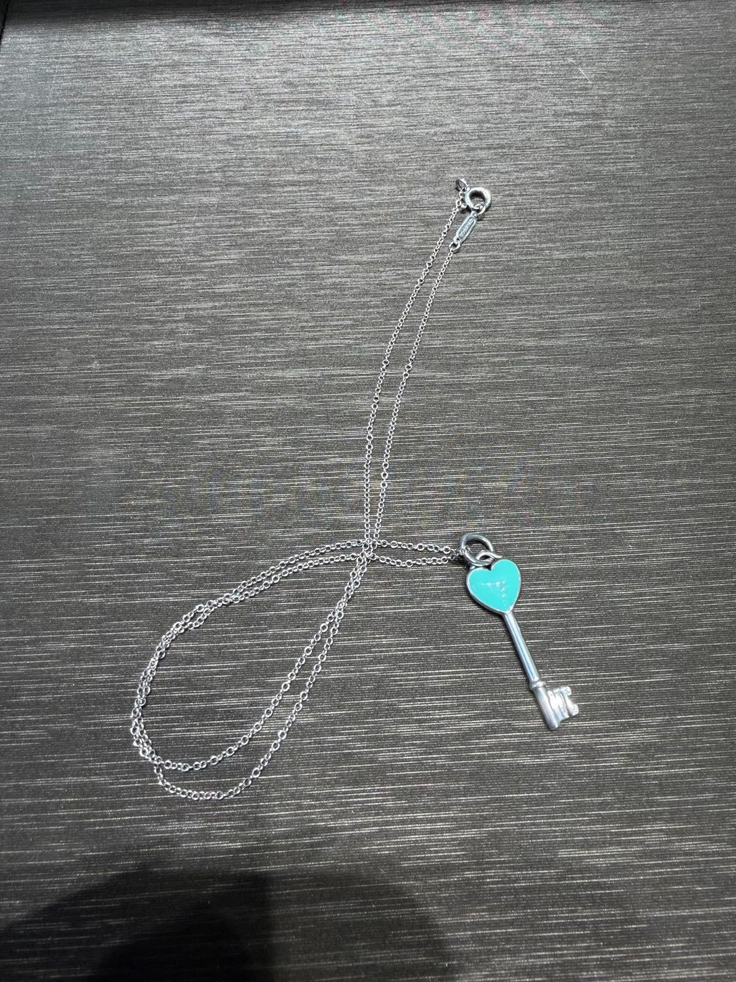 Tiffany & Co. Tiffany 925 Silver Blue Enamel Key Necklace Size ONE SIZE - 9 Thumbnail