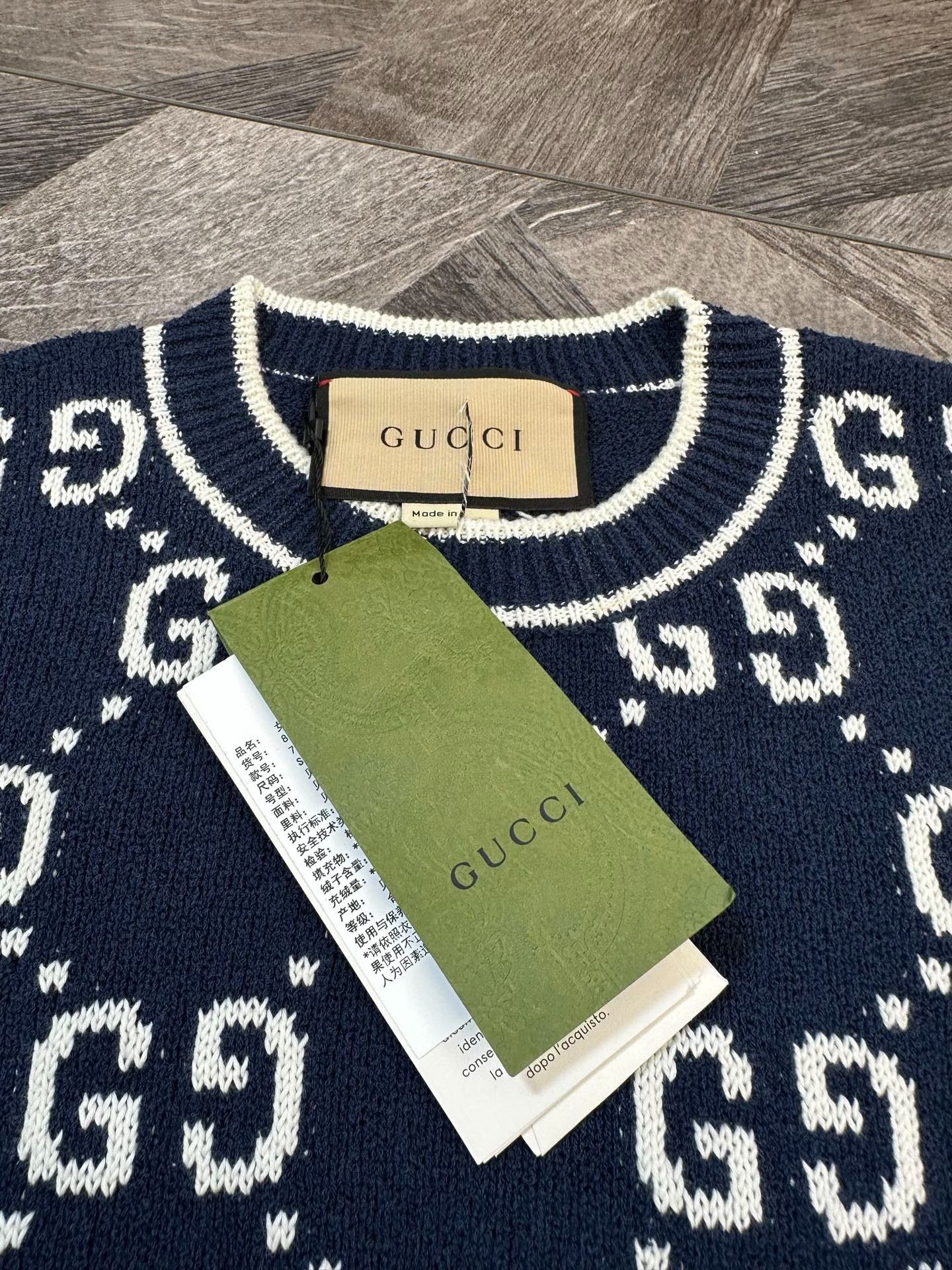 Gucci Gucci Blue Logo Crew Neck Knit Top Size S / US 4 / IT 40 - 3 Thumbnail