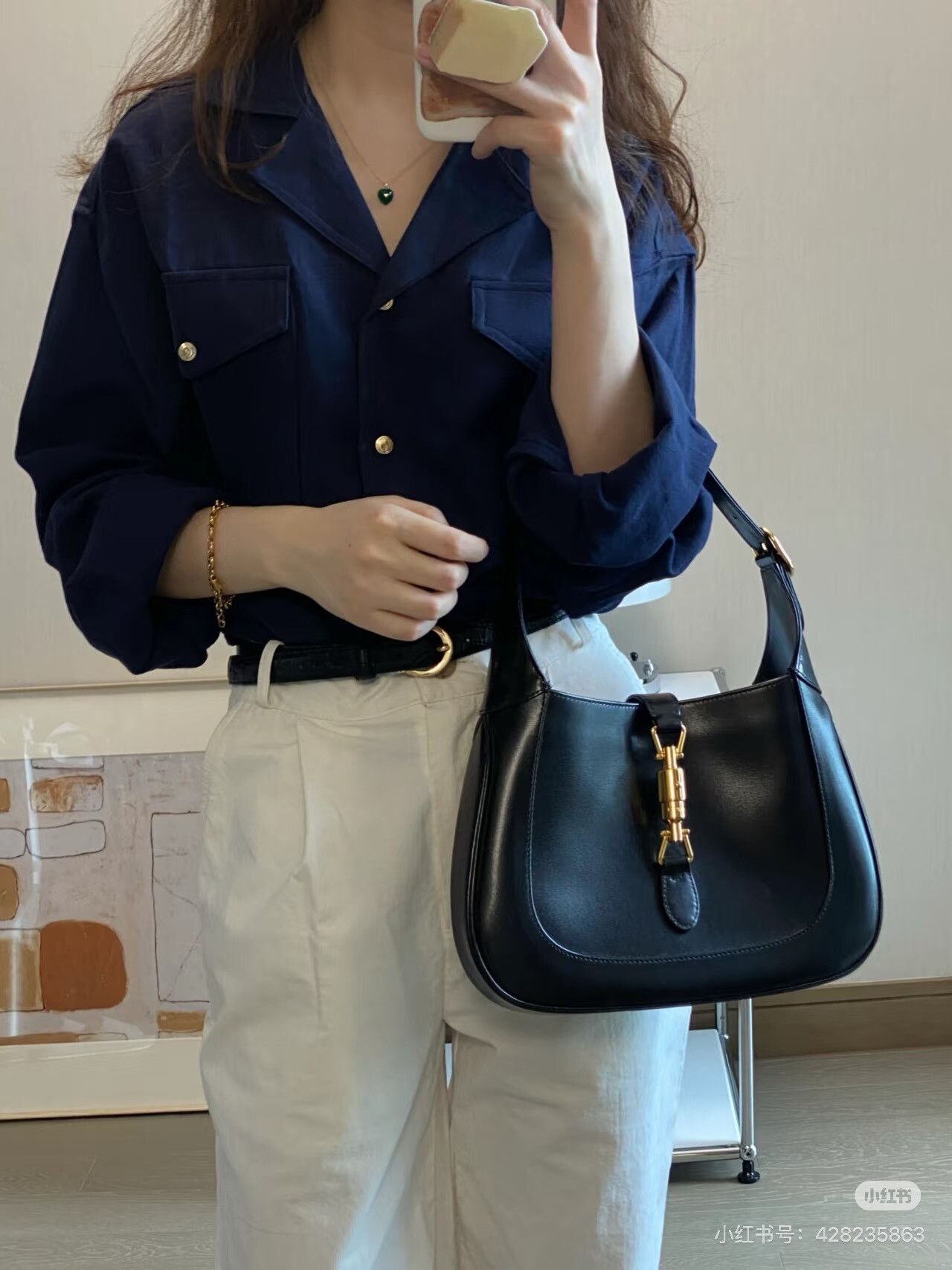 Gucci Gucci Black Gold Leather Jackie 1961 Size ONE SIZE - 7 Thumbnail