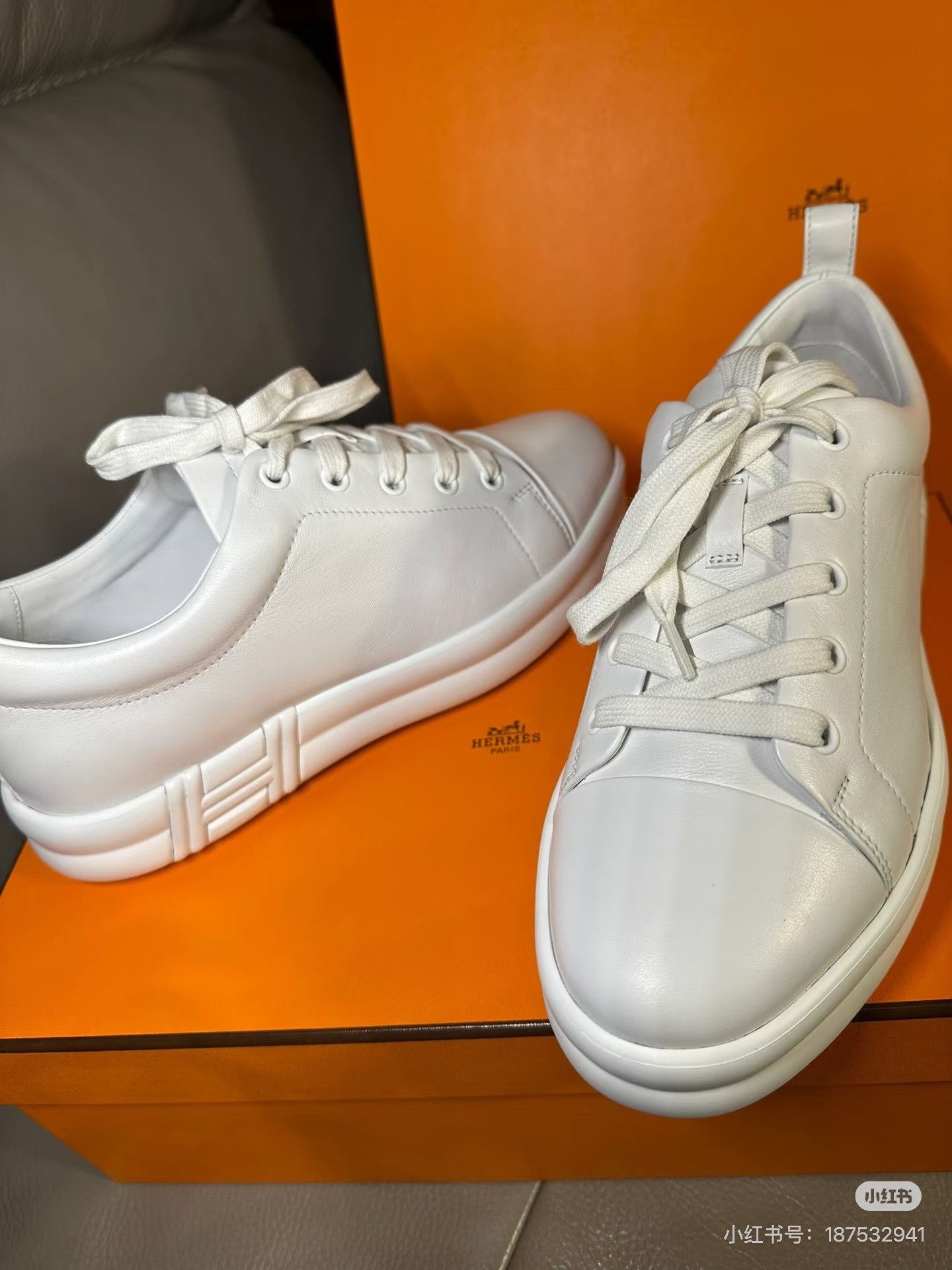 Hermes Hermes Happy Round-Toe White Sneakers Size US 6 / IT 36 - 5 Thumbnail