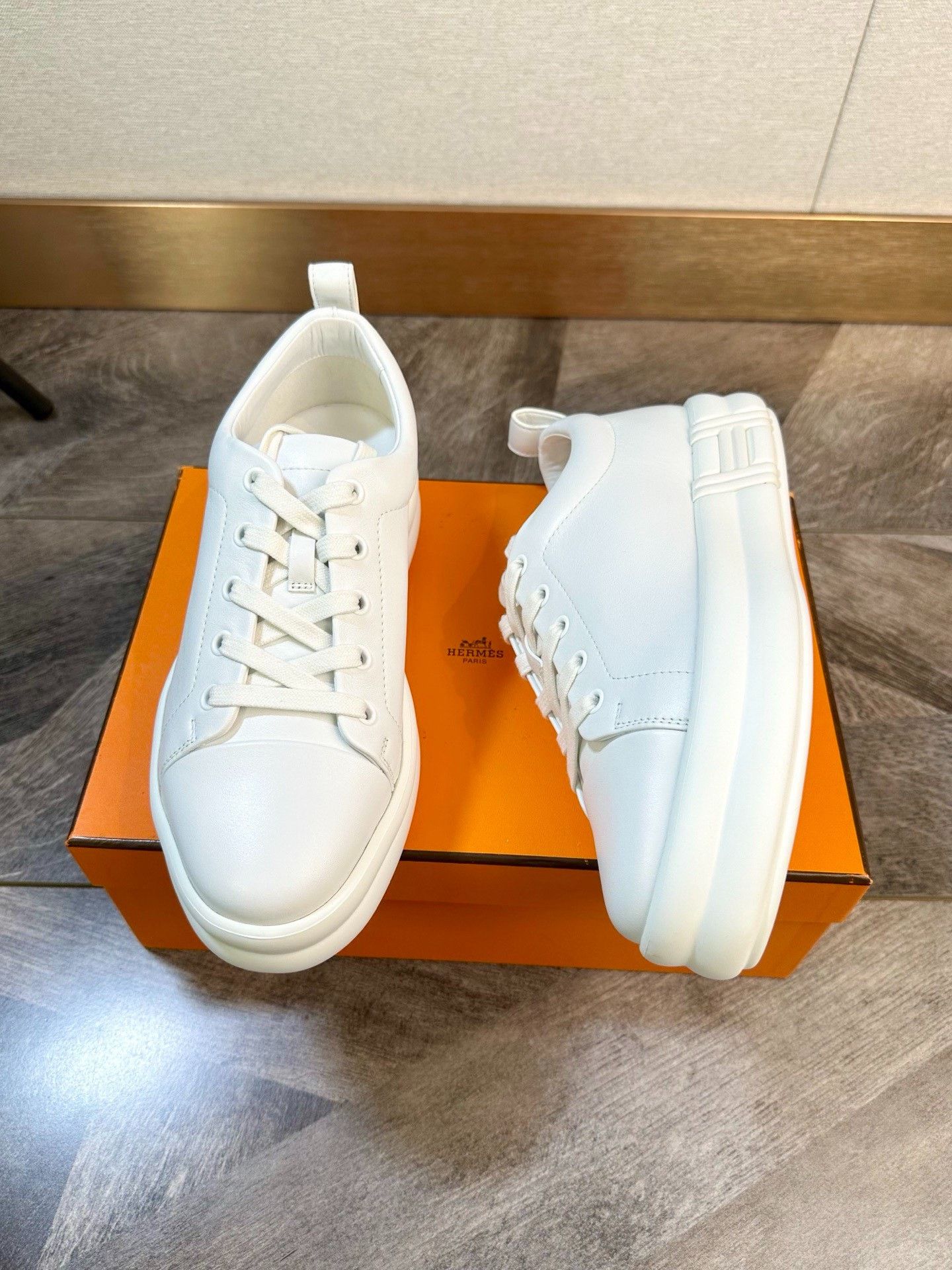 Hermes Hermes Happy Round-Toe White Sneakers Size US 6 / IT 36 - 2 Thumbnail