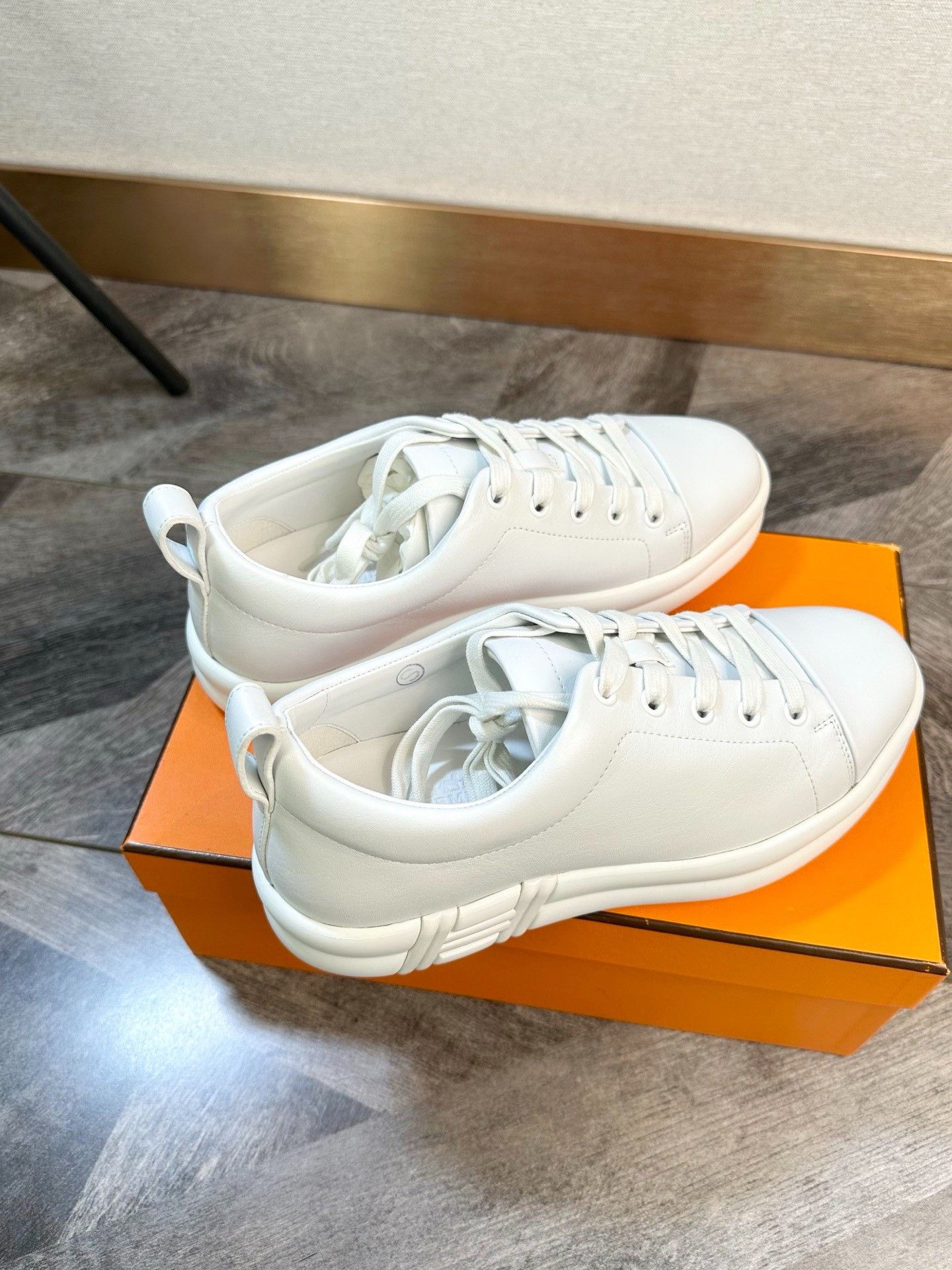 Hermes Hermes Happy Round-Toe White Sneakers Size US 6 / IT 36 - 3 Thumbnail