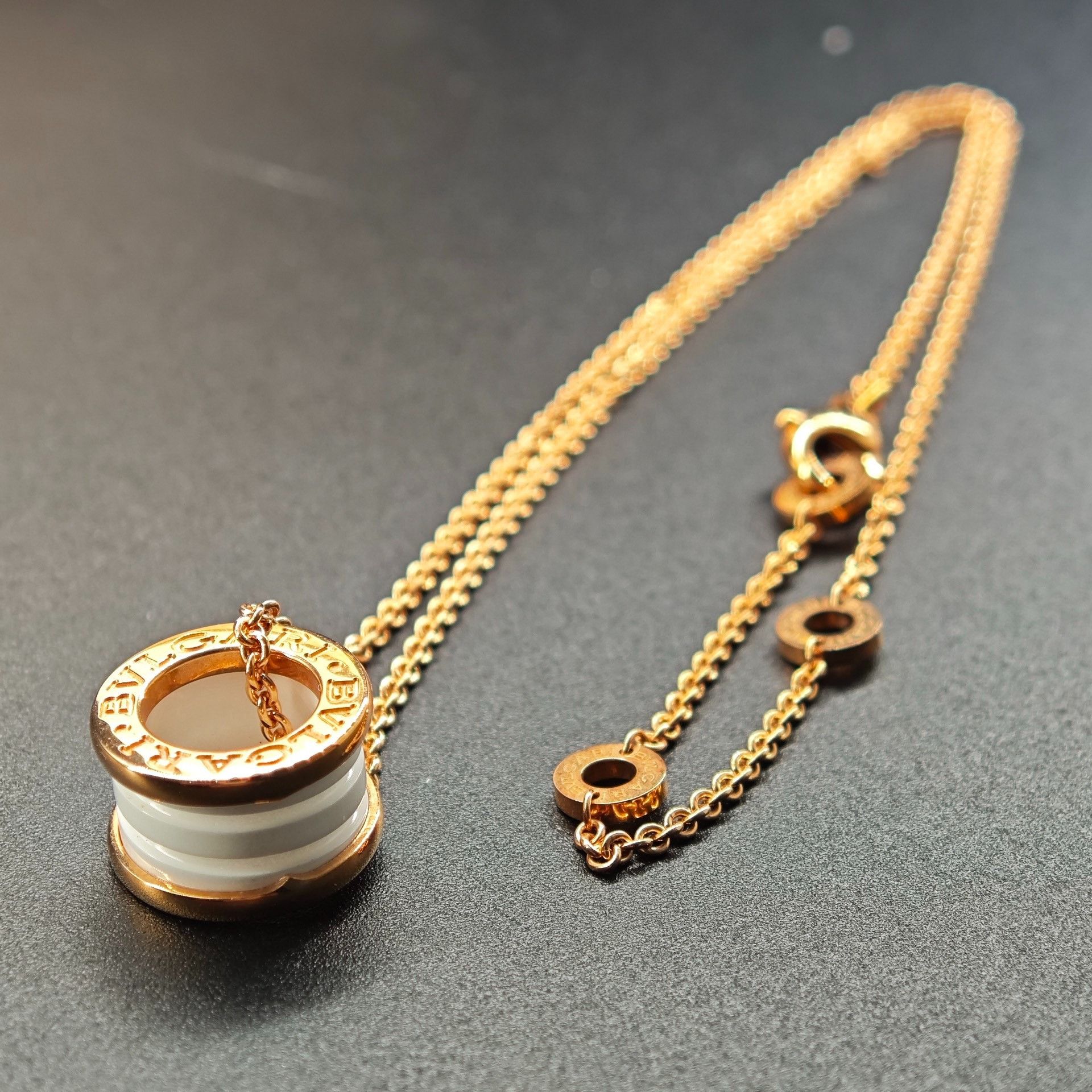Bvlgari Bvlgari Rose Gold Ceramic Spring Necklace Size ONE SIZE - 2 Thumbnail
