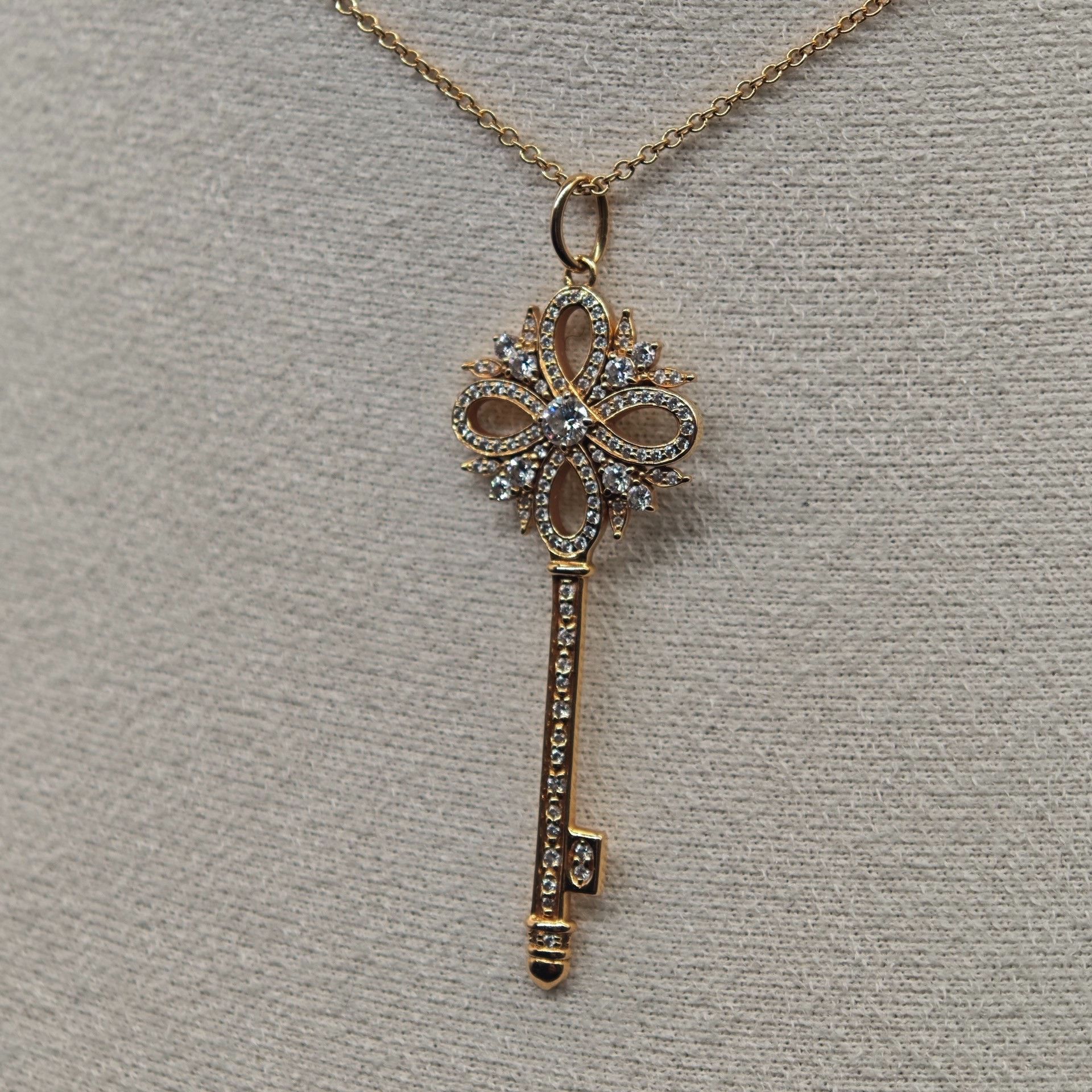Tiffany & Co. Tiffany Victoria 18K Rose Gold Diamond Key Necklace Size ONE SIZE - 3 Thumbnail
