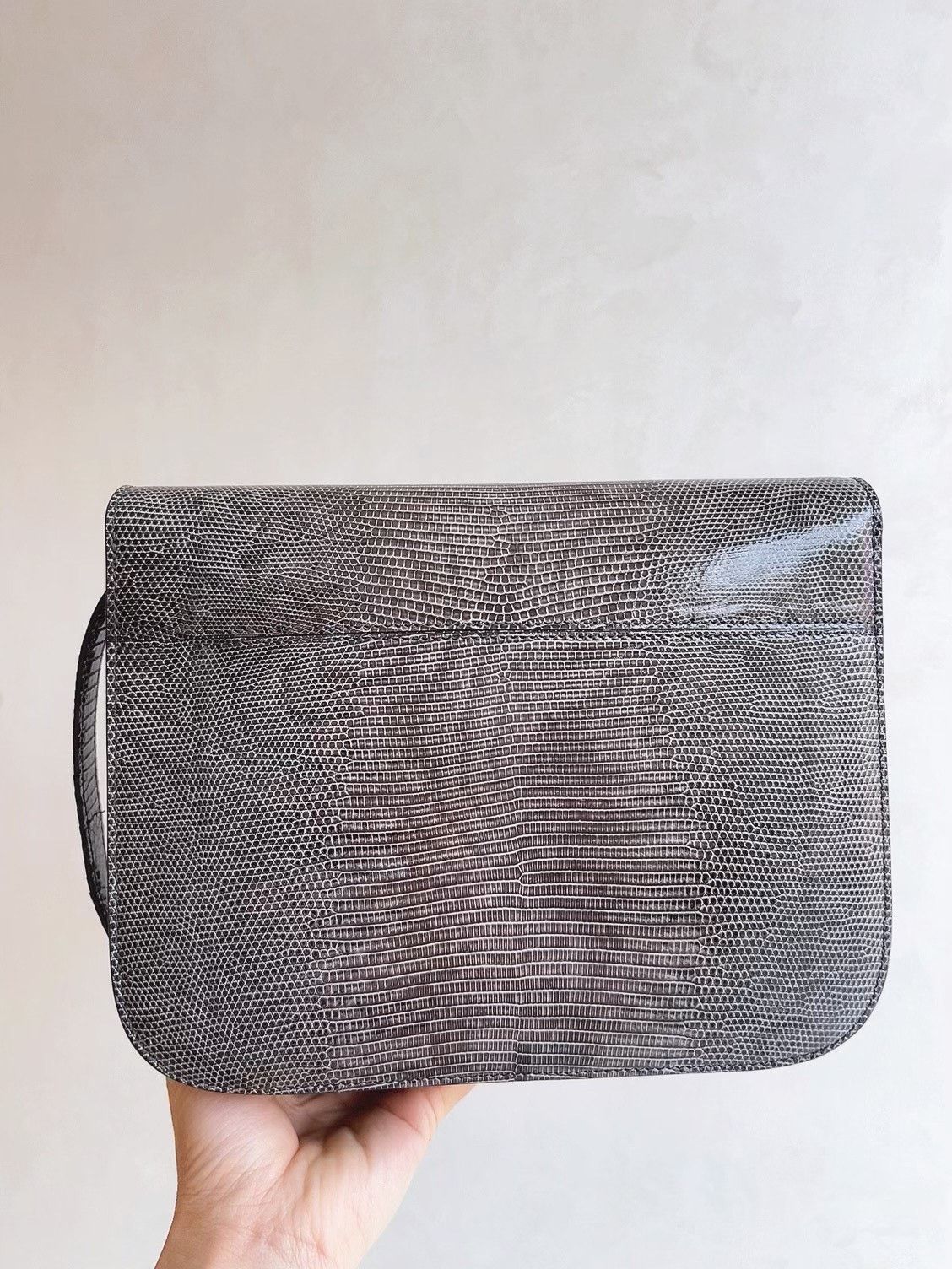 Celine Celine Box Medium Lizard Skin Gray Size ONE SIZE - 3 Thumbnail