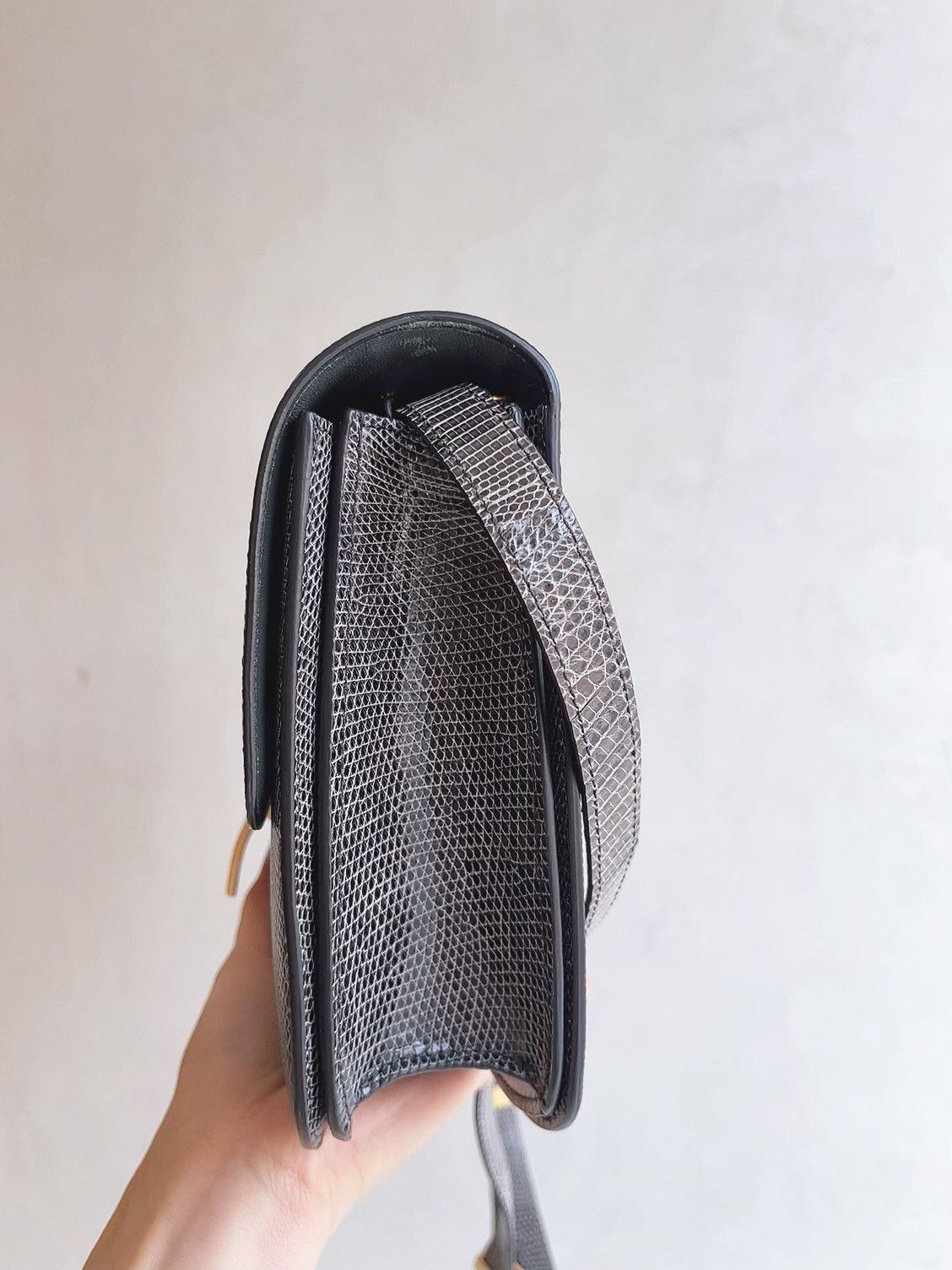 Celine Celine Box Medium Lizard Skin Gray Size ONE SIZE - 4 Thumbnail