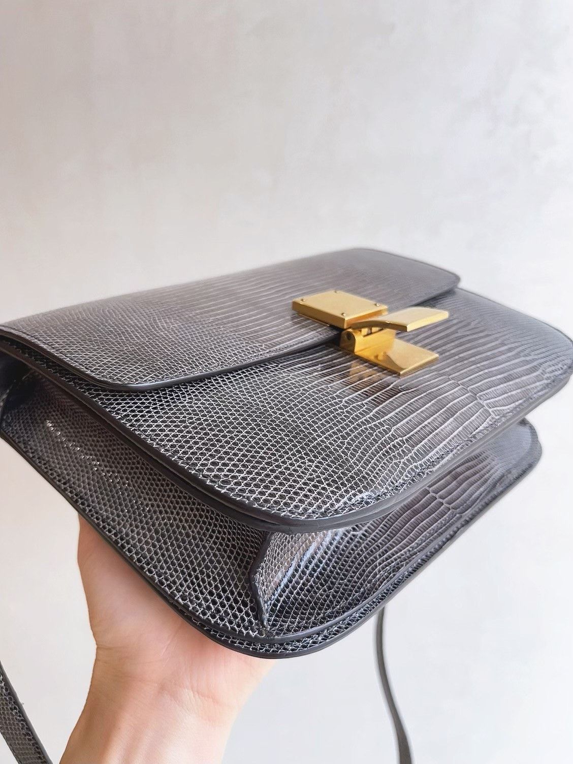 Celine Celine Box Medium Lizard Skin Gray Size ONE SIZE - 6 Thumbnail